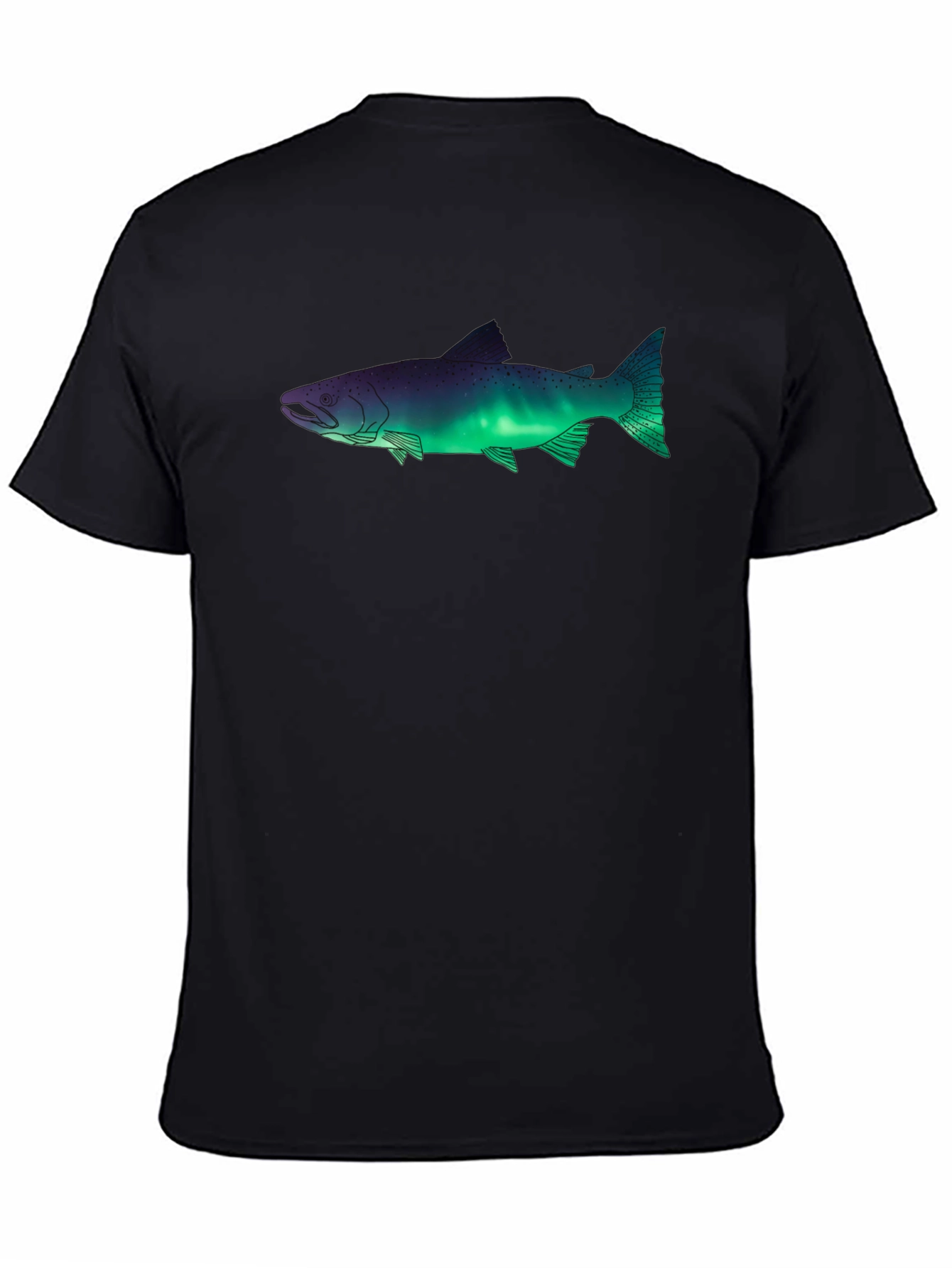Aurora Borealis Fish Graphic Tee - Black