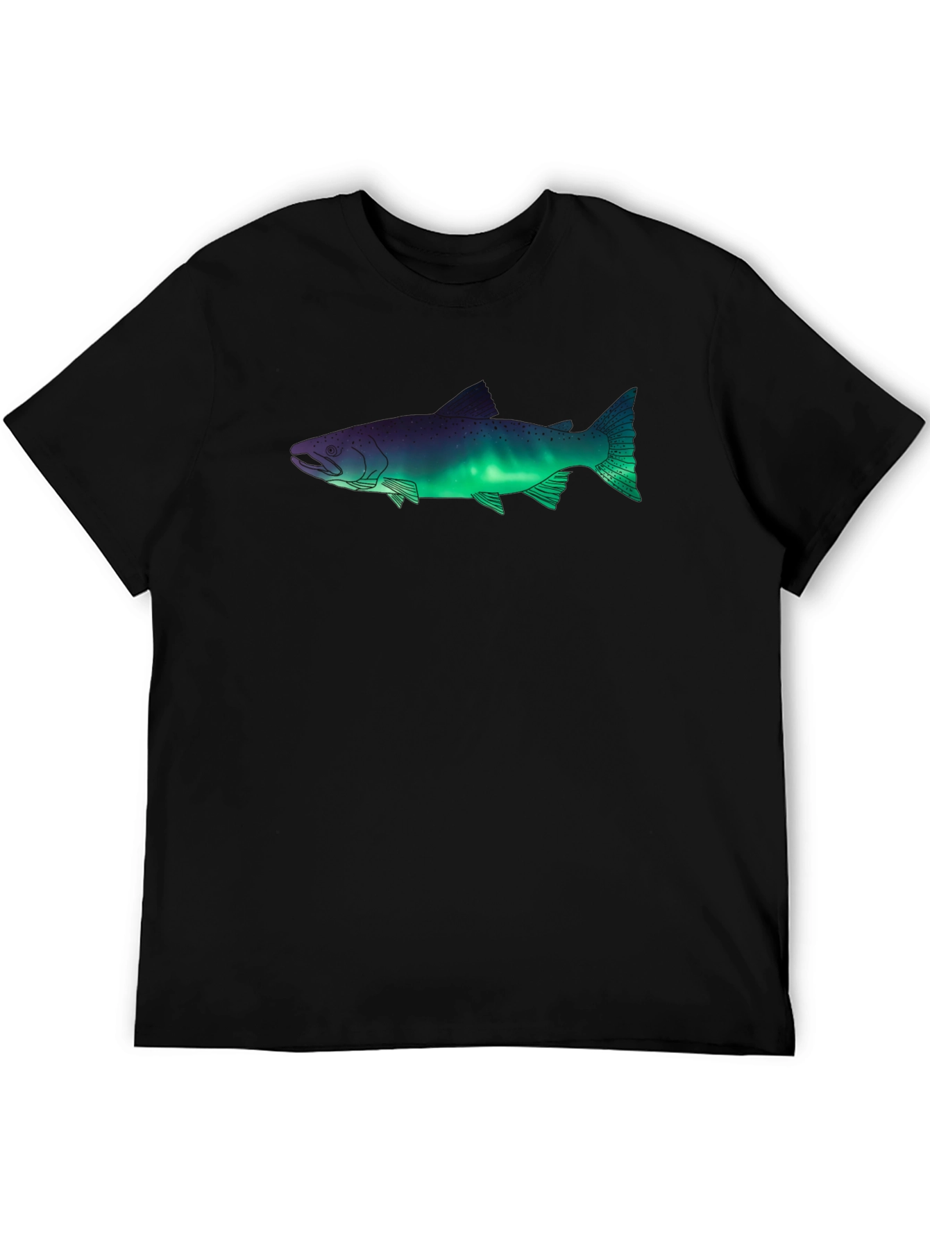 Aurora Borealis Fish Graphic Tee - Black