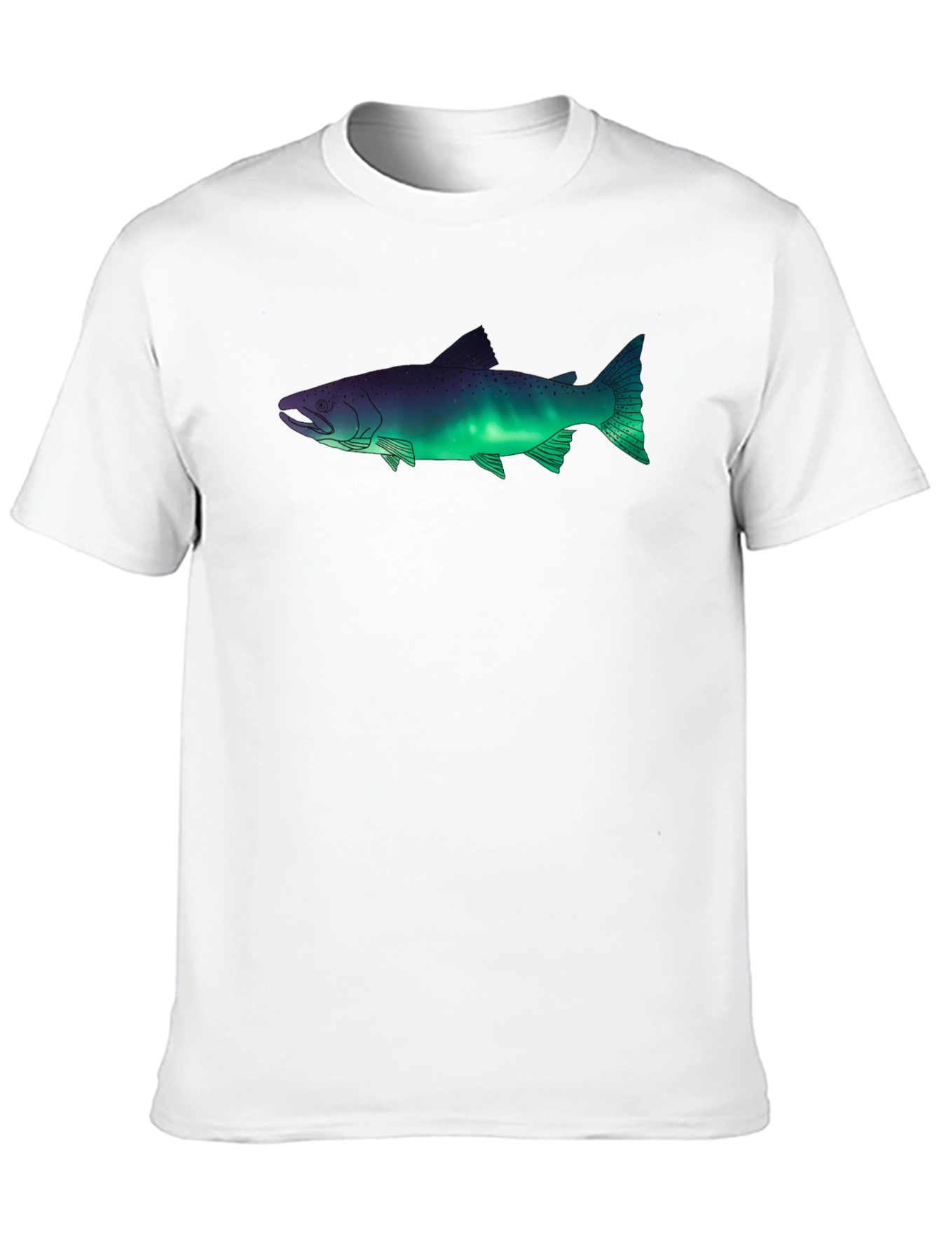 Aurora Borealis Fish Graphic Tee - Black