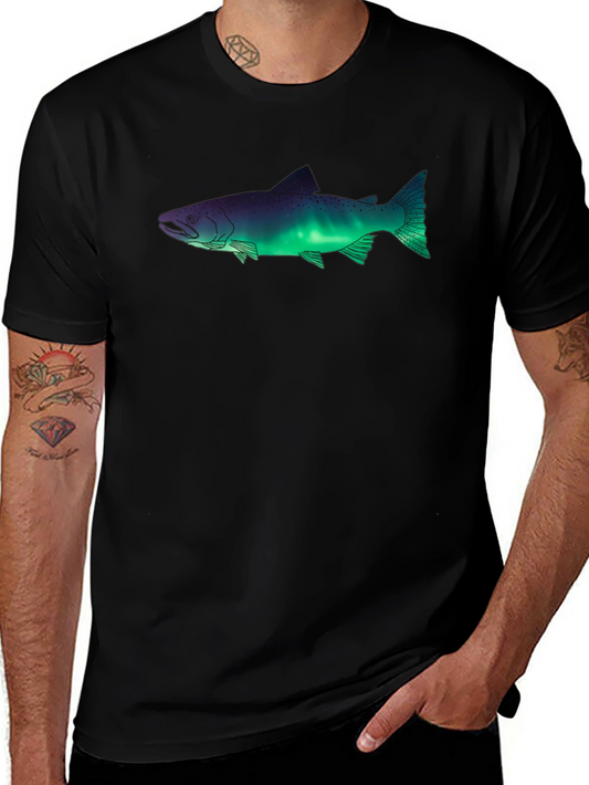Aurora Borealis Fish Graphic Tee - Black