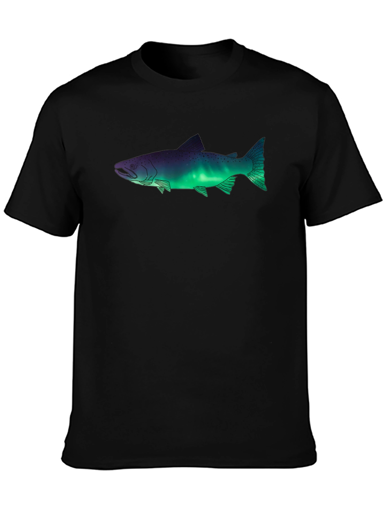 Aurora Borealis Fish Graphic Tee - Black