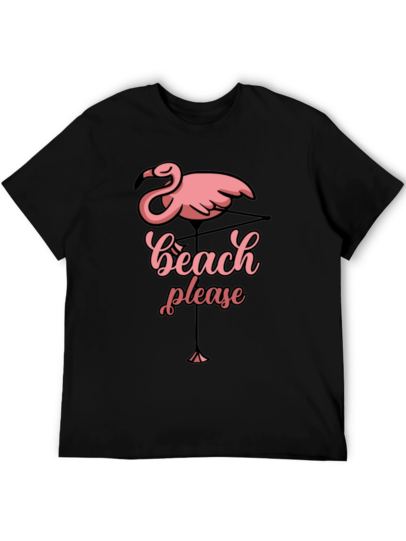 Beach Please Flamingo Graphic T-Shirt