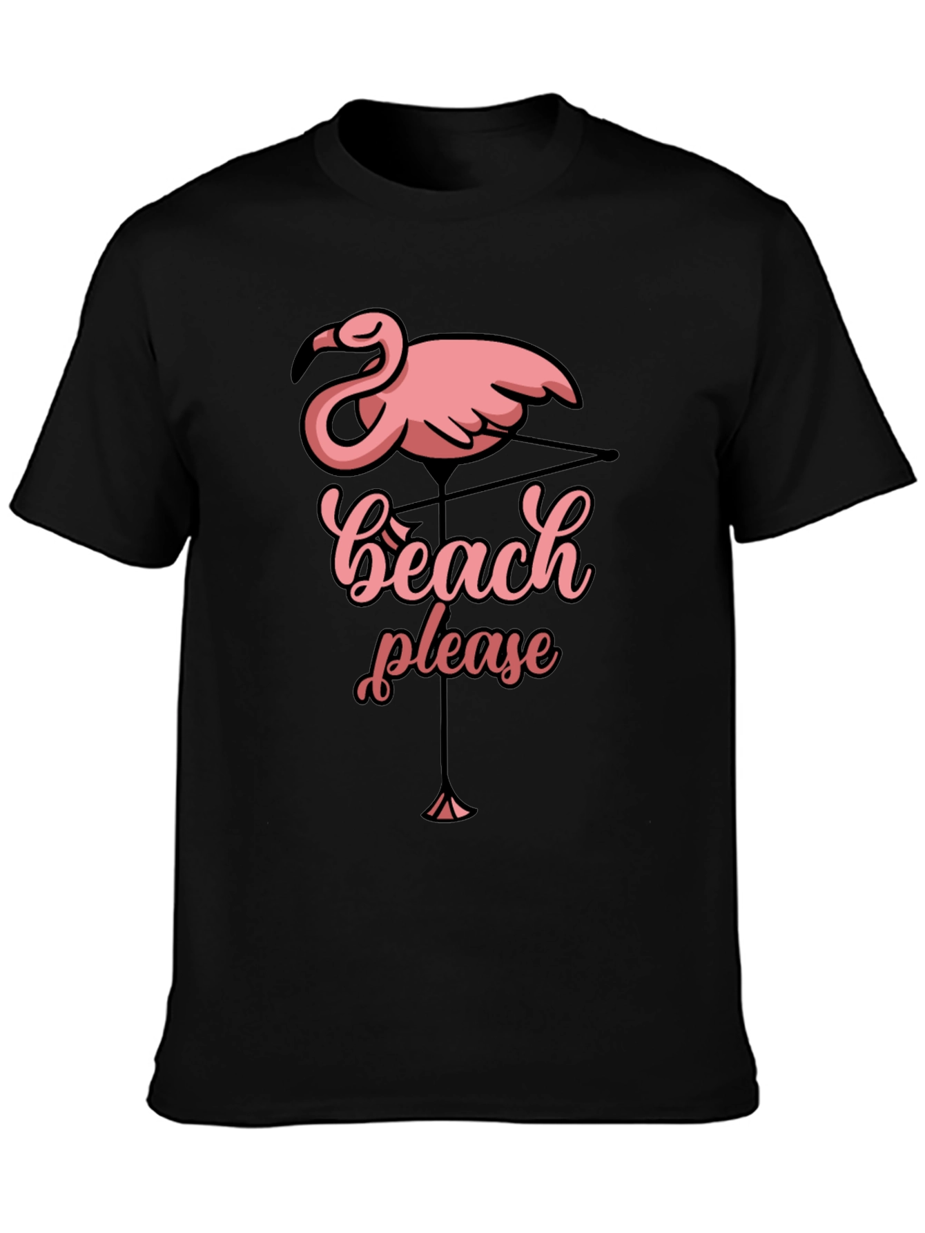 Beach Please Flamingo Graphic T-Shirt