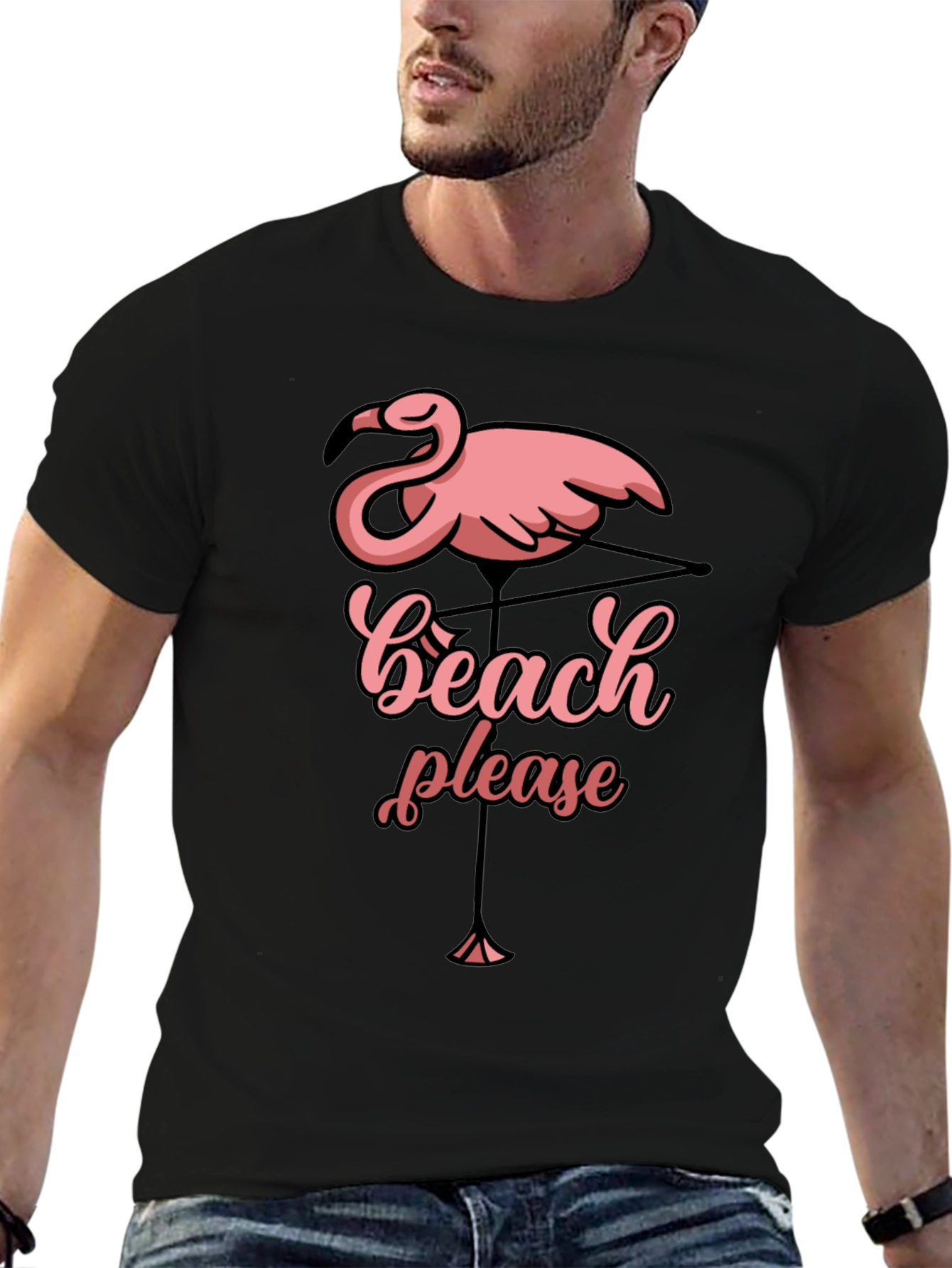 Beach Please Flamingo Graphic T-Shirt