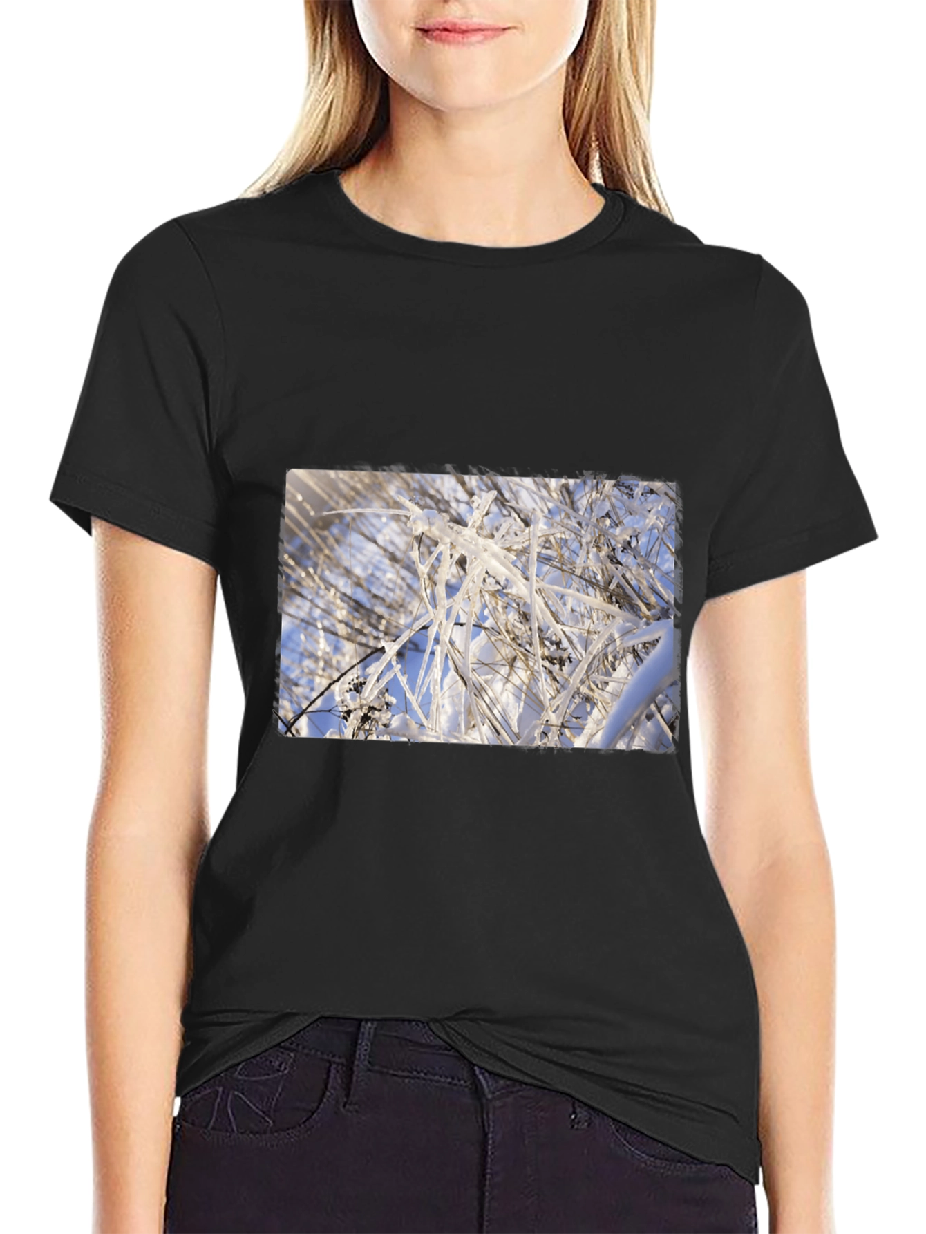 Icy Branch Graphic Black Tee