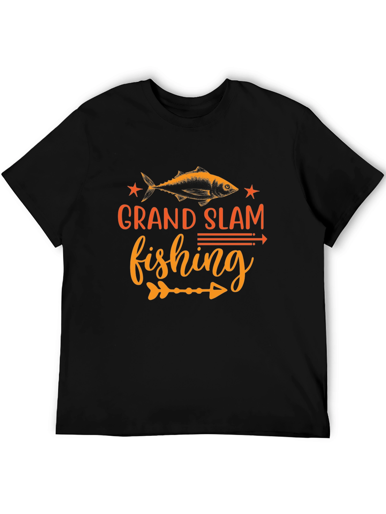Grand Slam Fishing Graphic Tee - Black Cotton Shirt