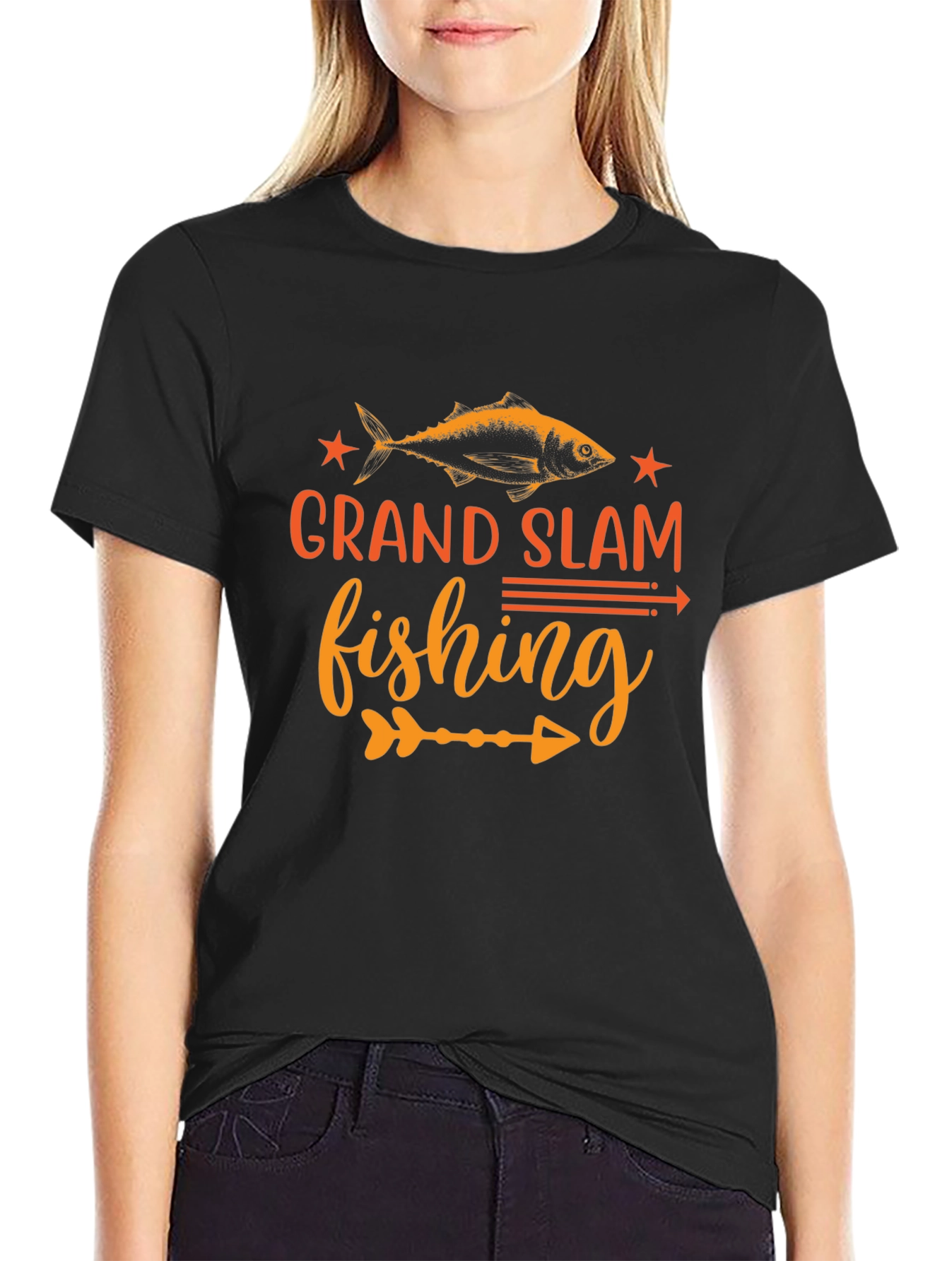 Grand Slam Fishing Graphic Tee - Black Cotton Shirt