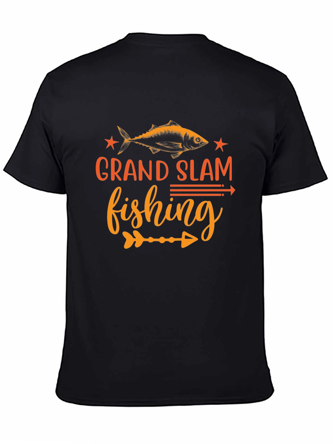 Grand Slam Fishing Graphic Tee - Black Cotton Shirt