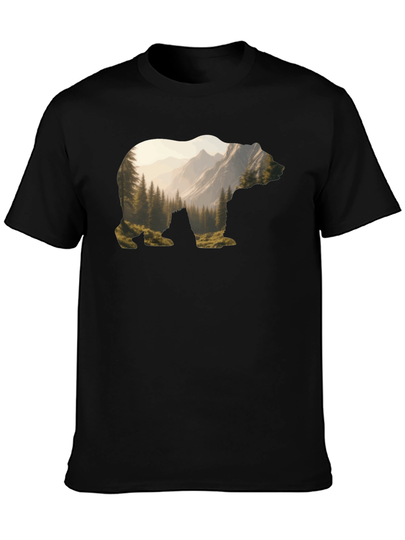 Nature Bear Graphic T-Shirt - Mountain Forest Tee