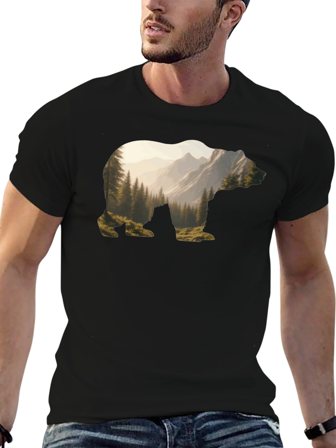 Nature Bear Graphic T-Shirt - Mountain Forest Tee