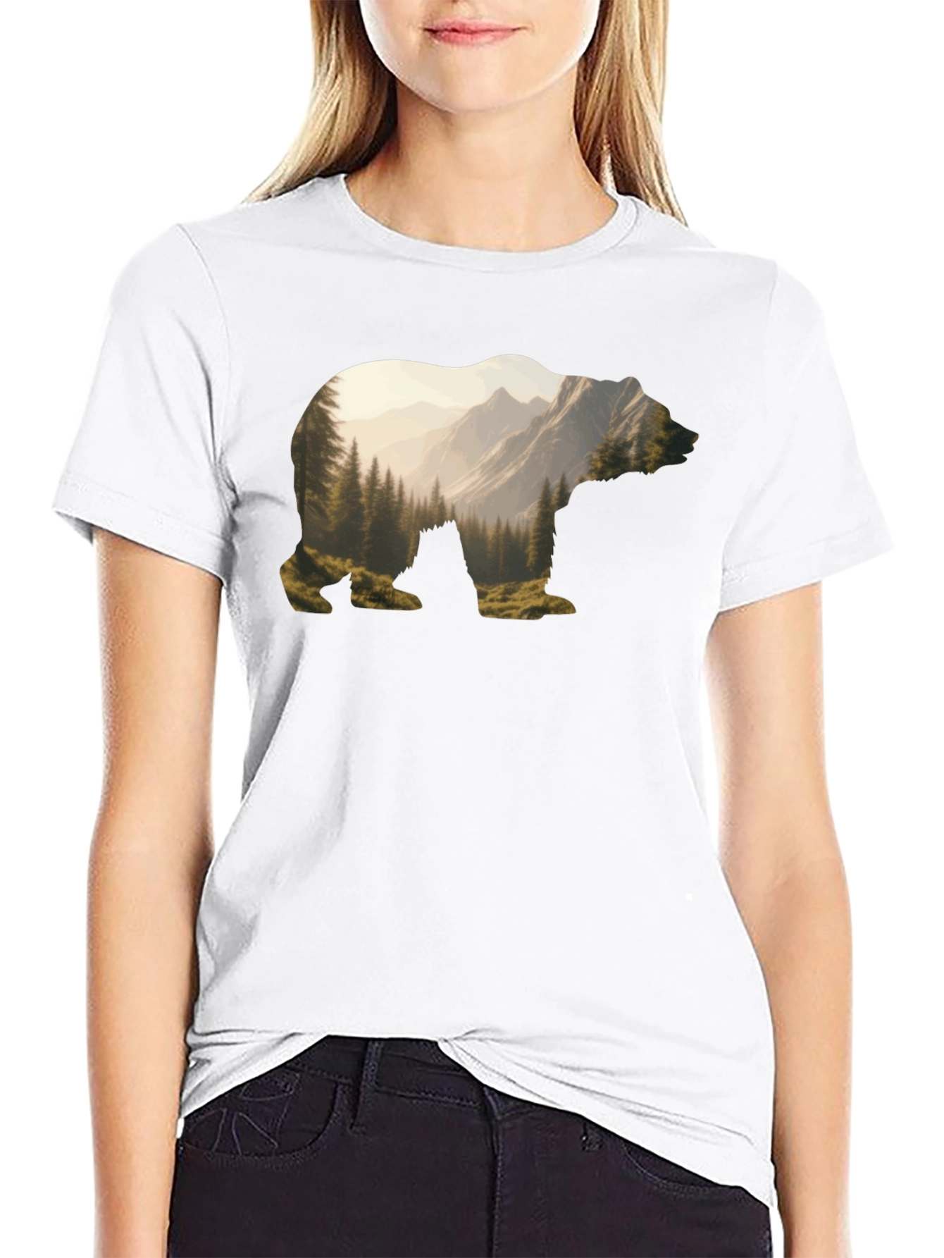 Nature Bear Graphic T-Shirt - Mountain Forest Tee