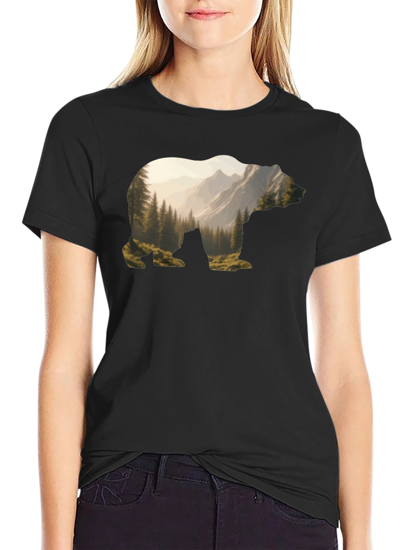 Nature Bear Graphic T-Shirt - Mountain Forest Tee