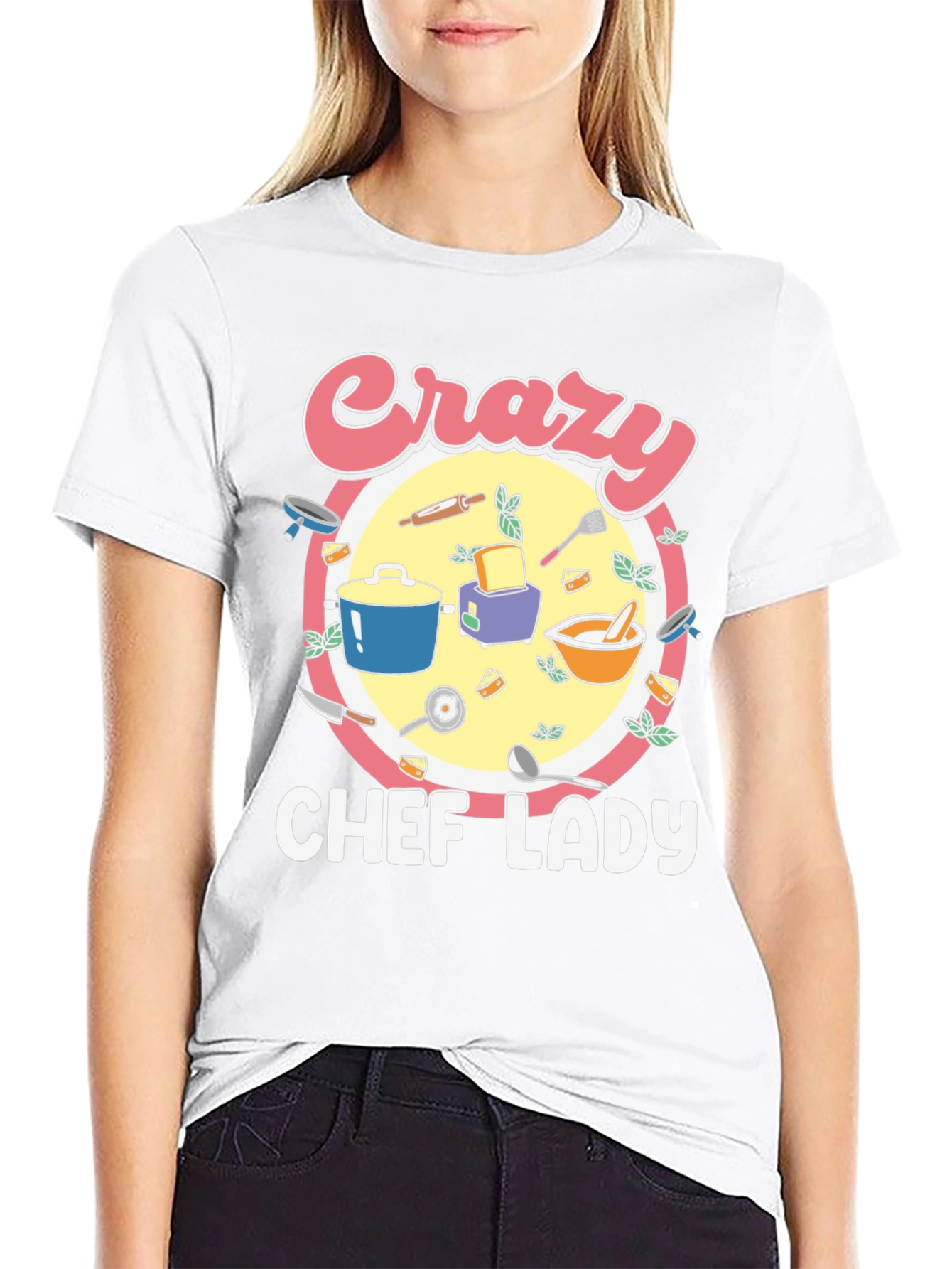 Crazy Chef Lady T-Shirt - Black