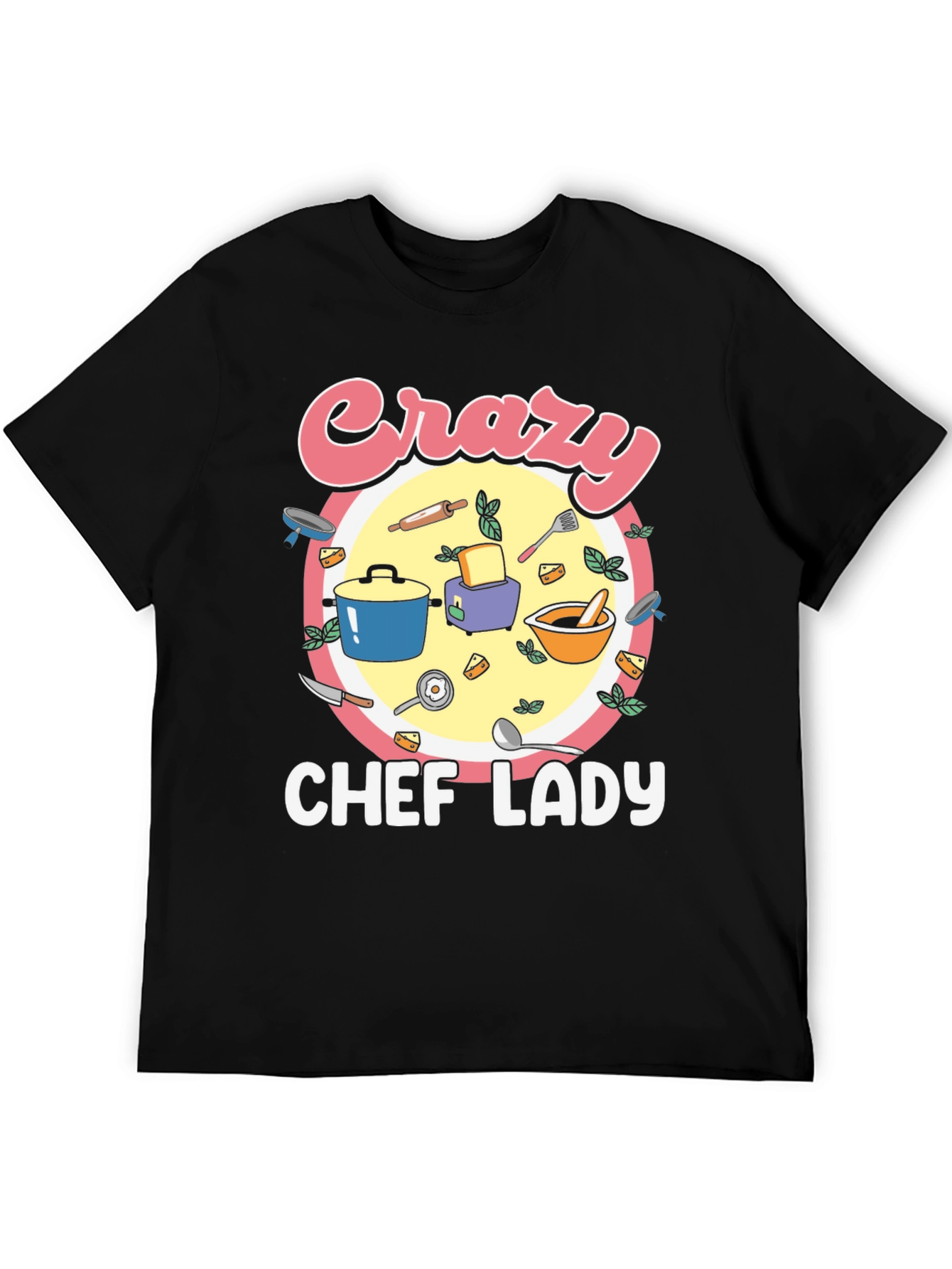 Crazy Chef Lady T-Shirt - Black