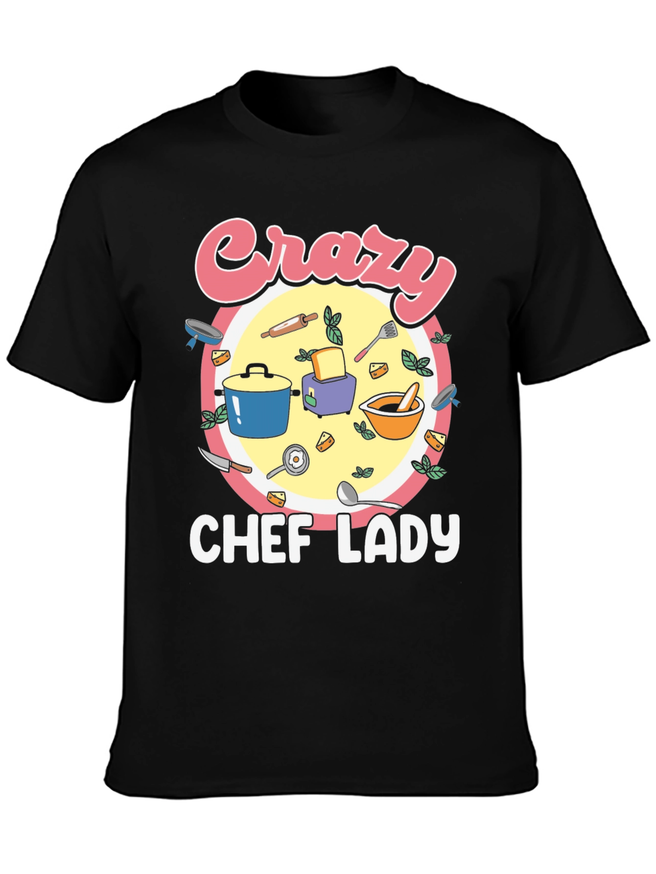 Crazy Chef Lady T-Shirt - Black