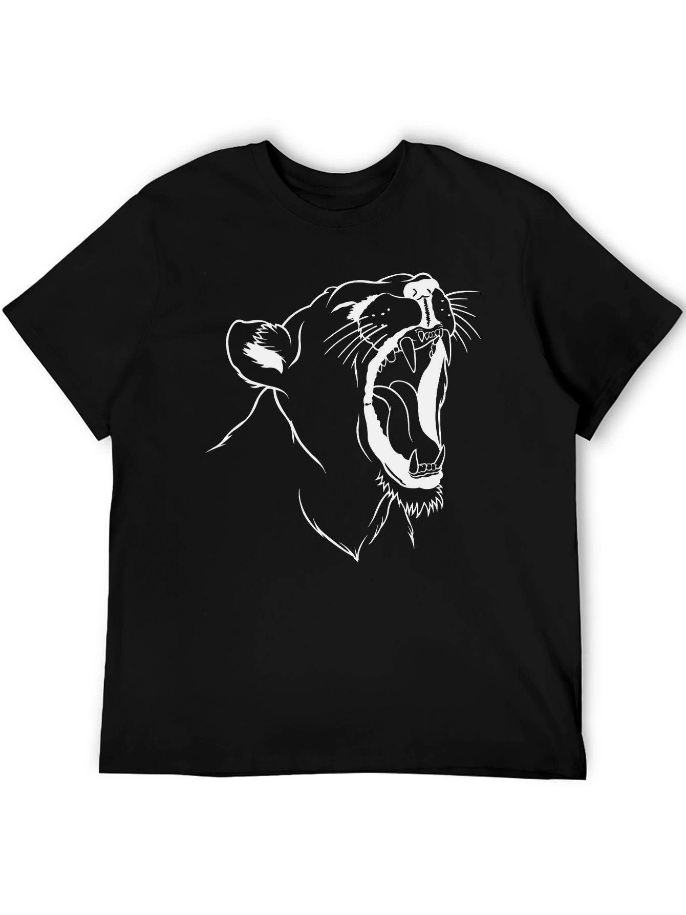 Black T-Shirt with Roaring Lion Graphic Tee