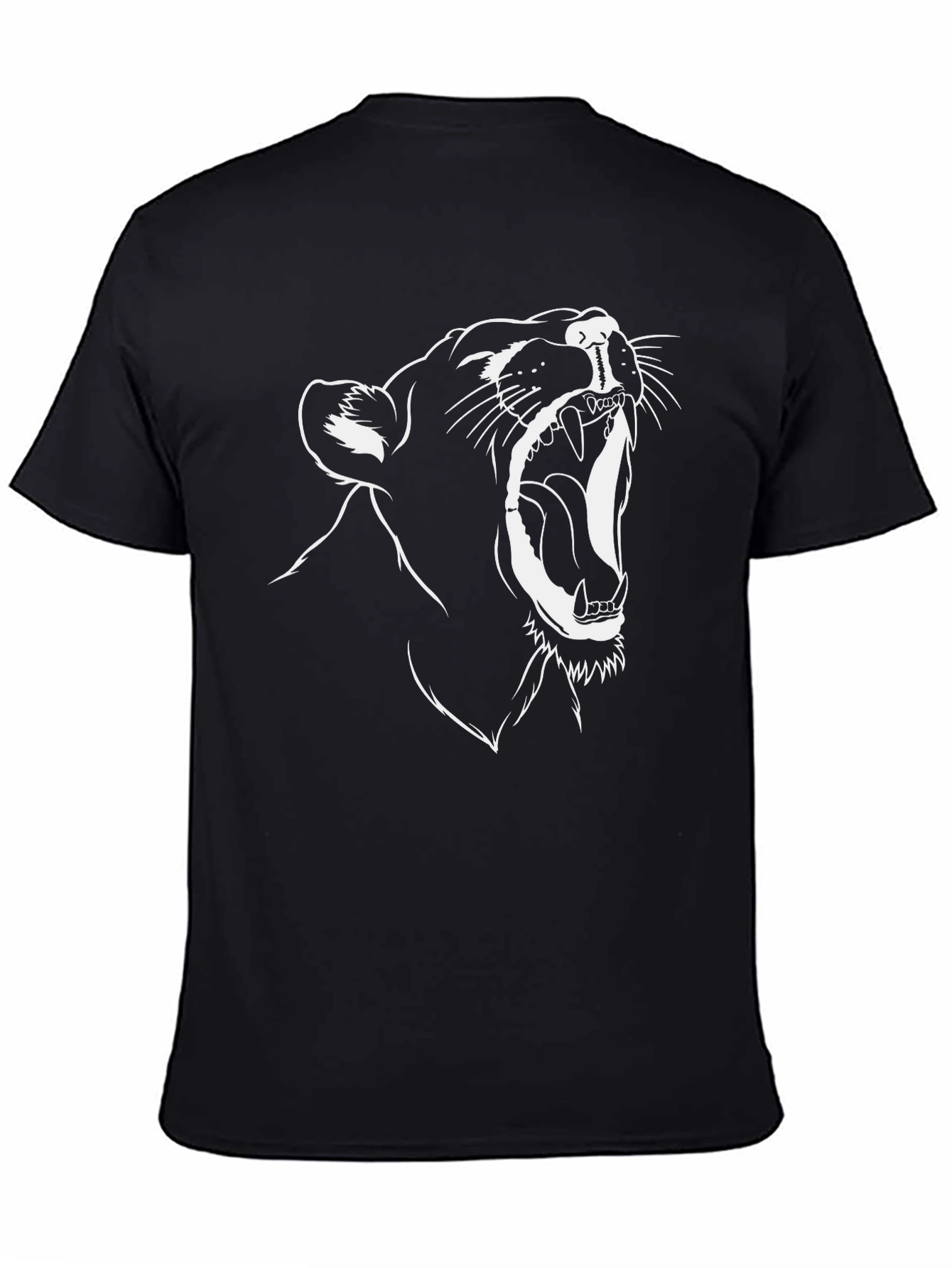 Black T-Shirt with Roaring Lion Graphic Tee