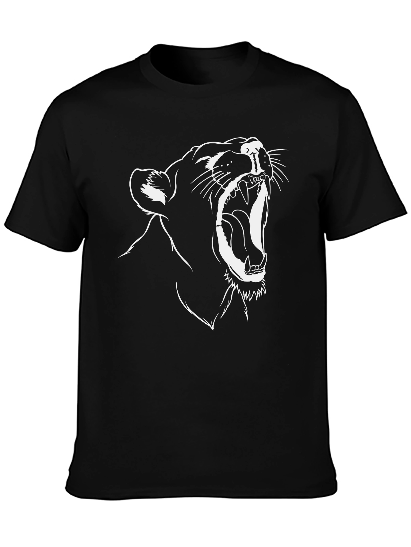 Black T-Shirt with Roaring Lion Graphic Tee