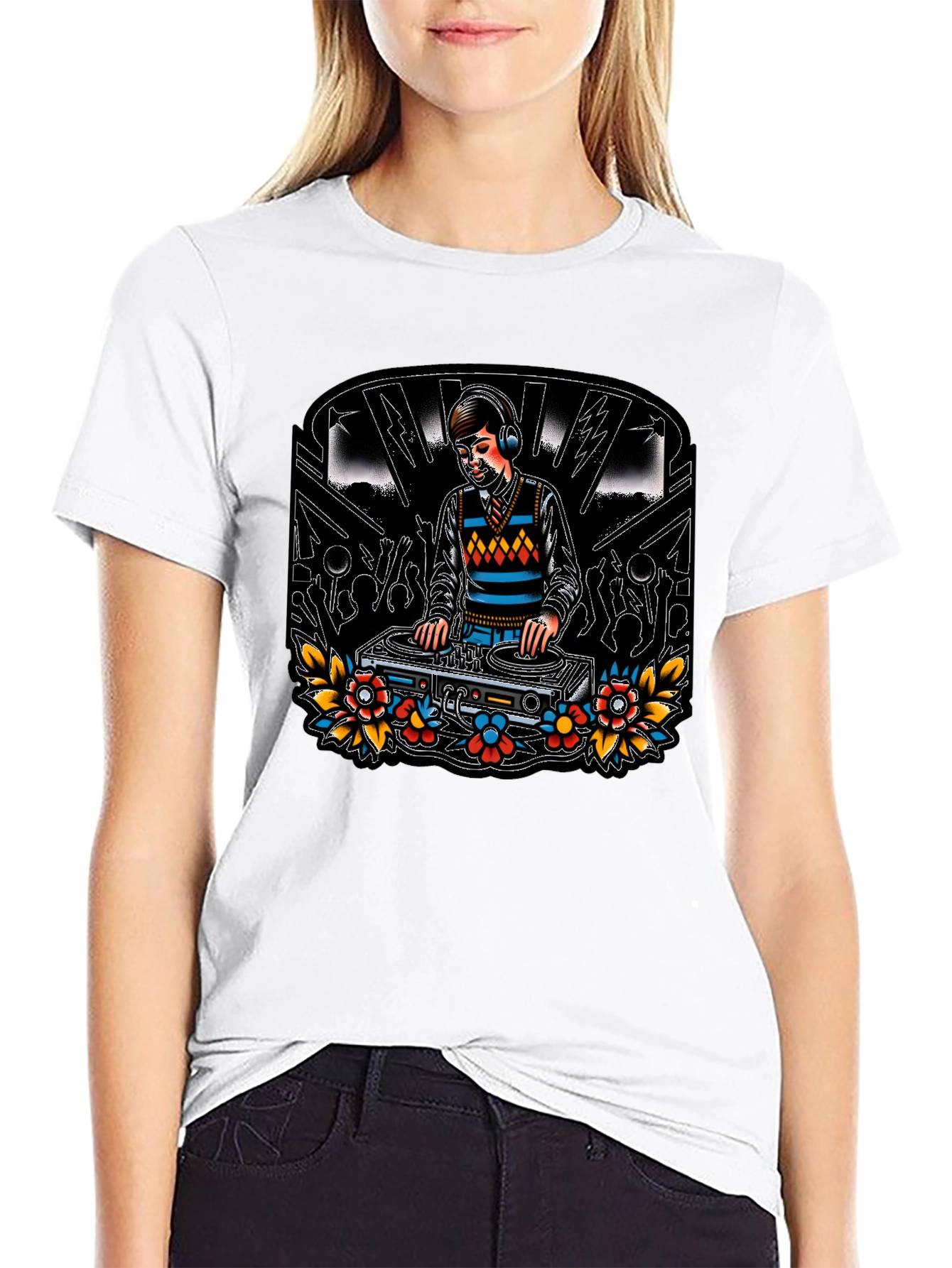 DJ Graphic Print Black T-Shirt