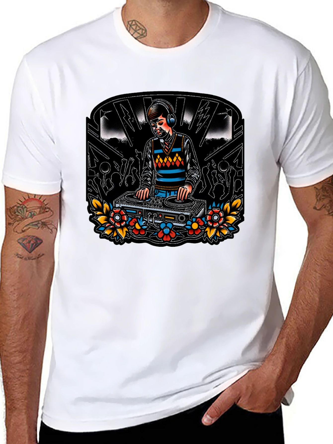DJ Graphic Print Black T-Shirt