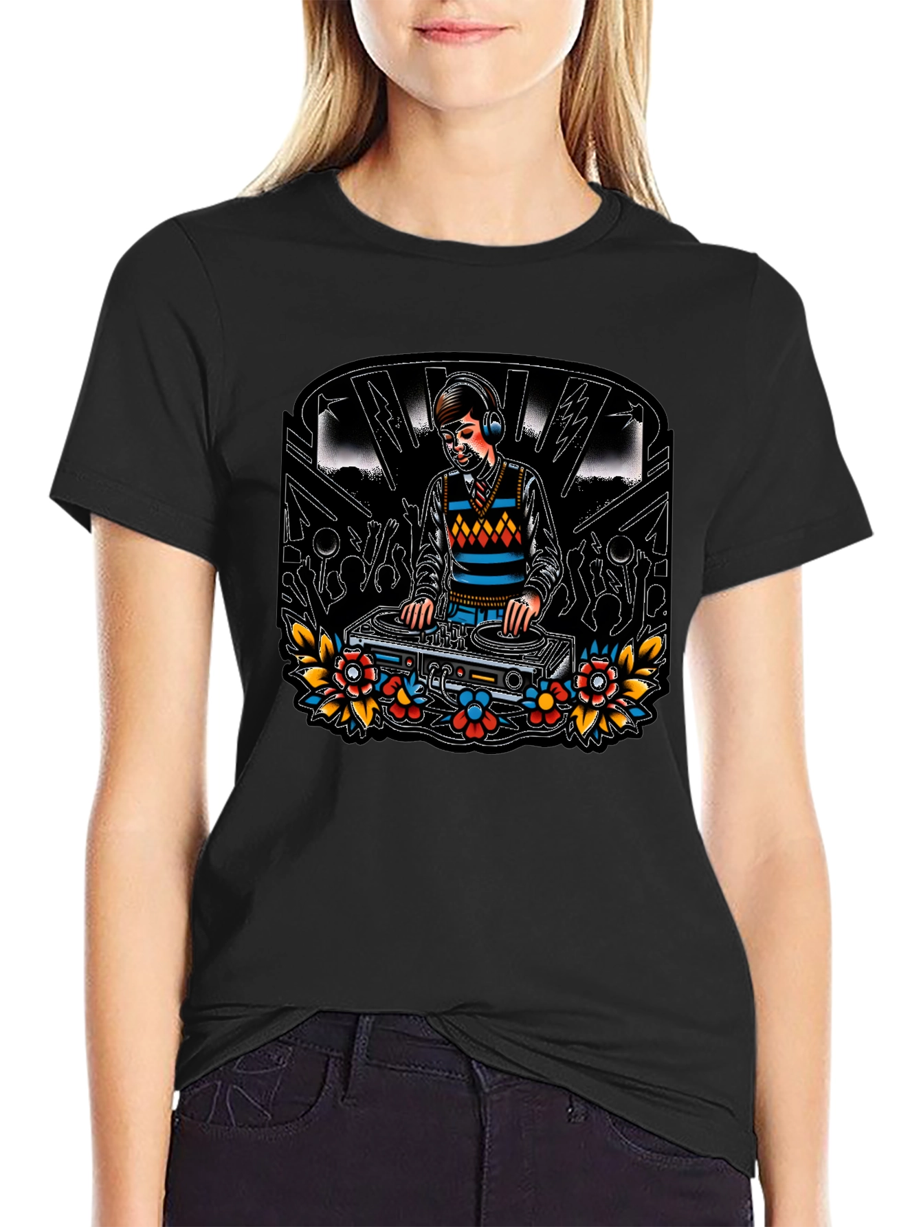 DJ Graphic Print Black T-Shirt