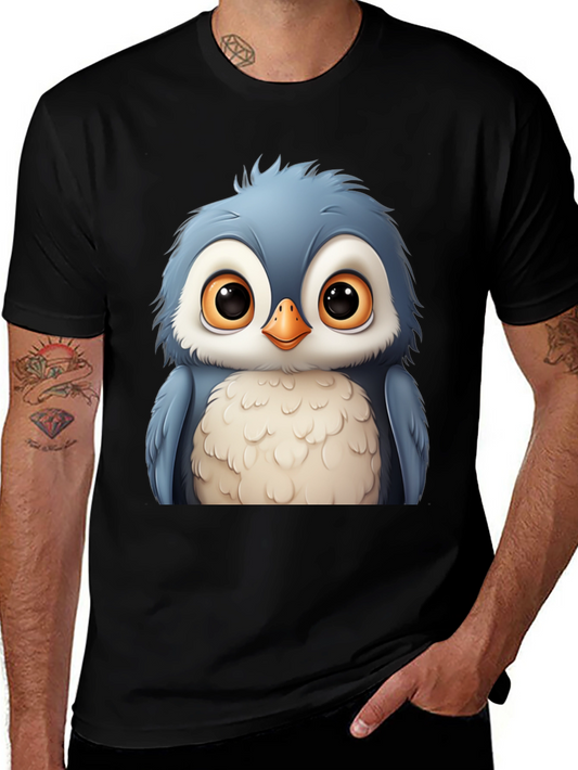Cute Cartoon Owl Graphic Black T-Shirt