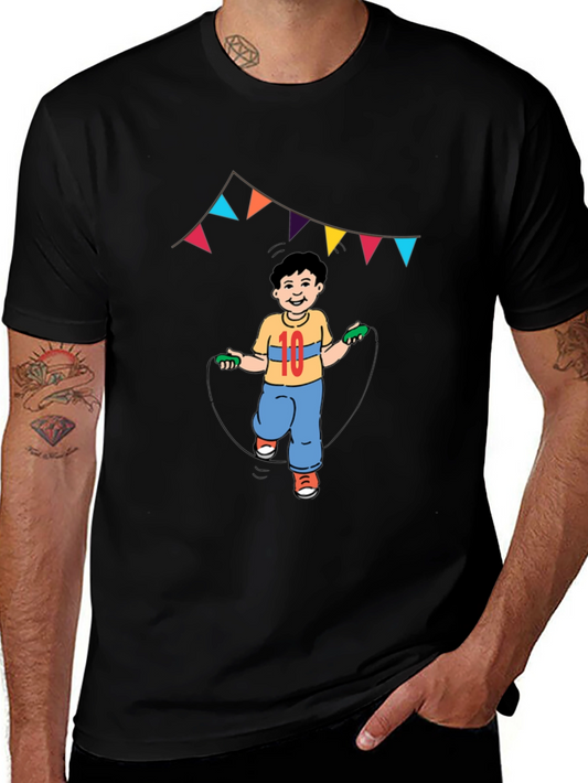 Boy Jumping Rope Graphic Tee - Black