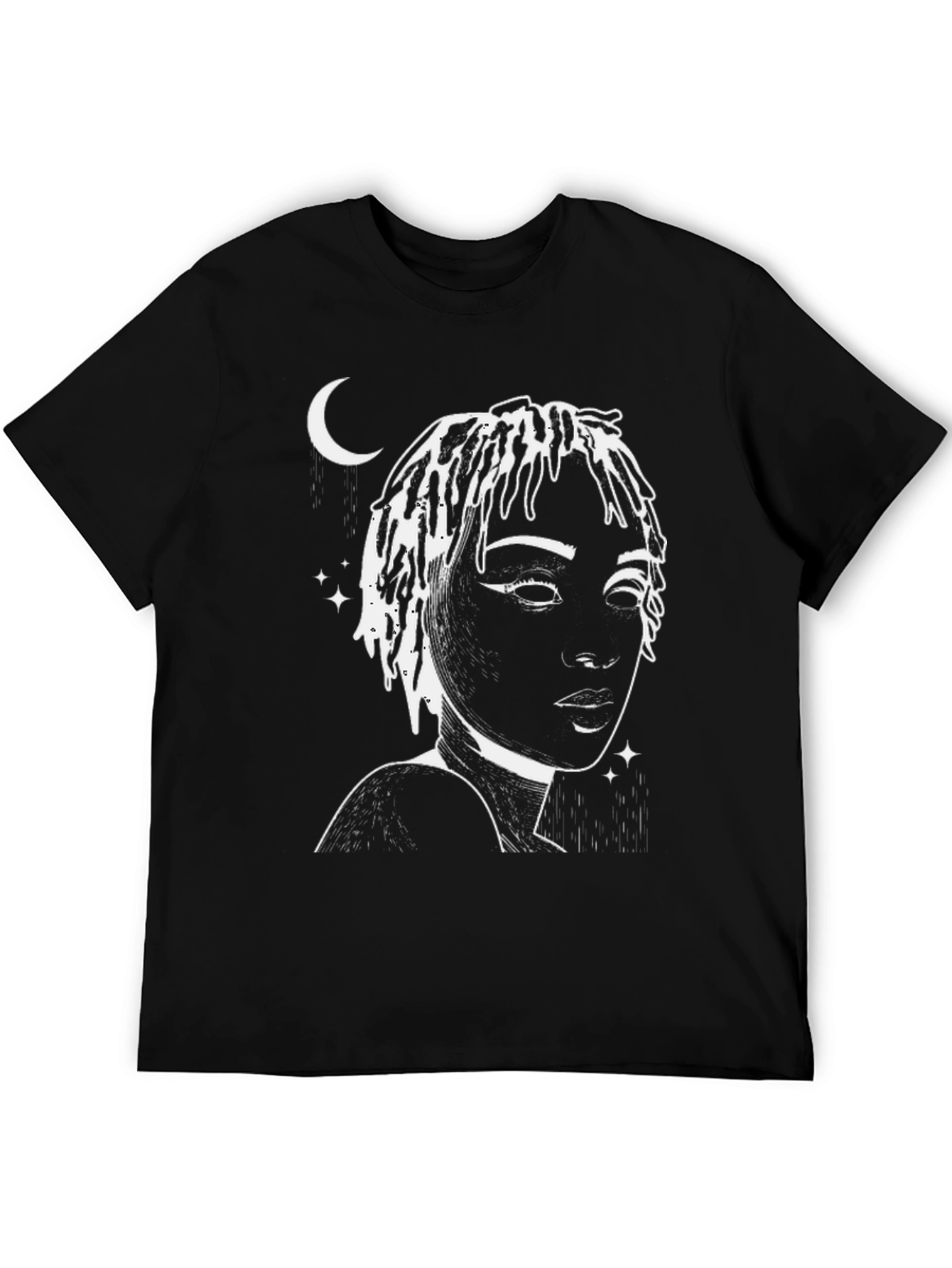 Moonlit Woman Graphic Tee - Stylish Black T-Shirt