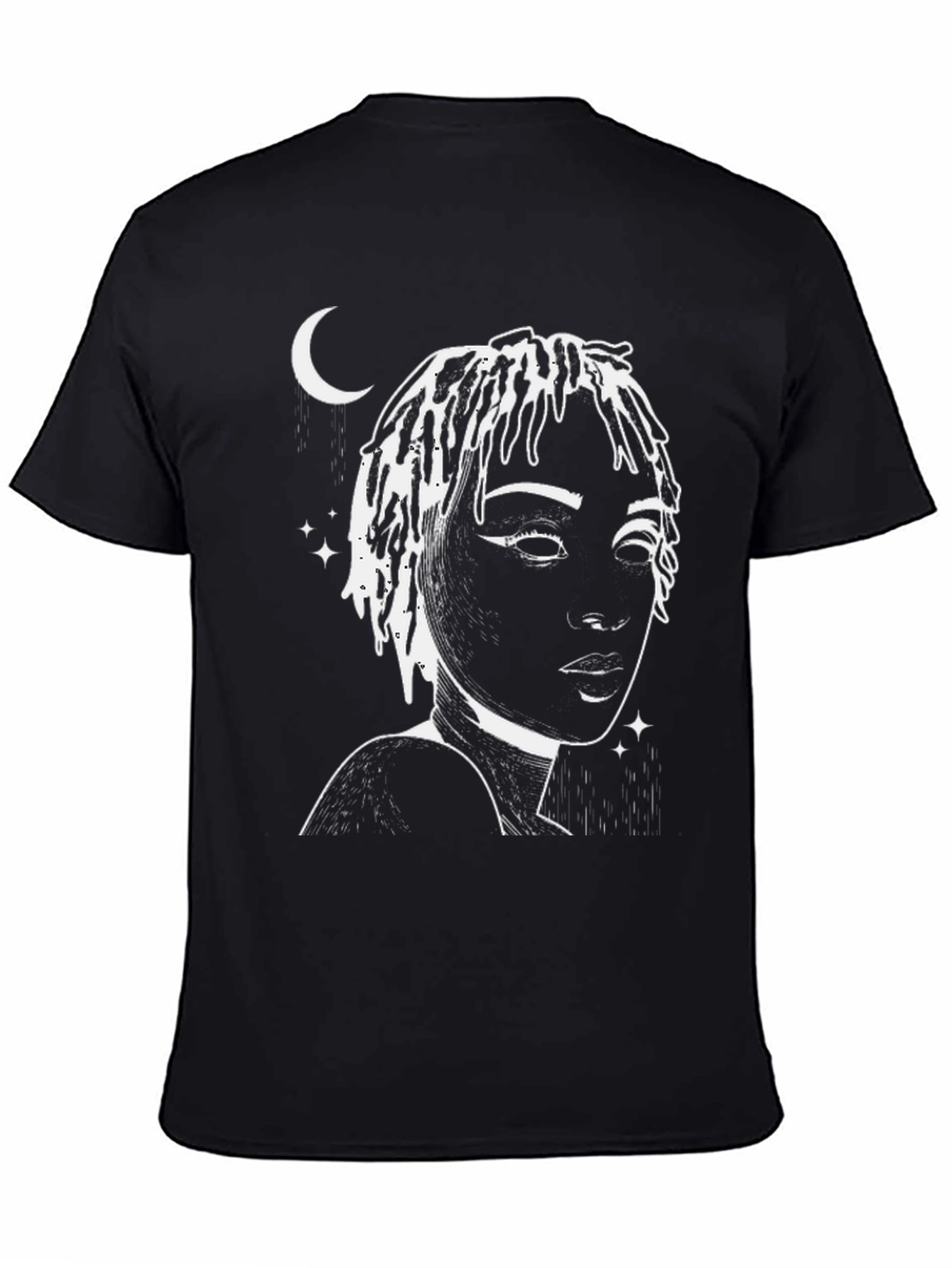 Moonlit Woman Graphic Tee - Stylish Black T-Shirt