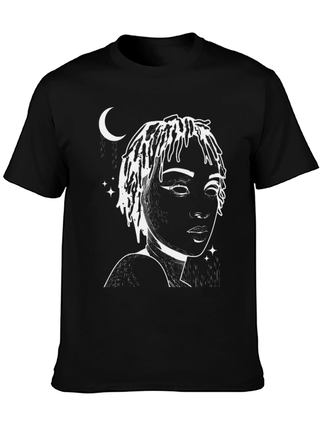 Moonlit Woman Graphic Tee - Stylish Black T-Shirt