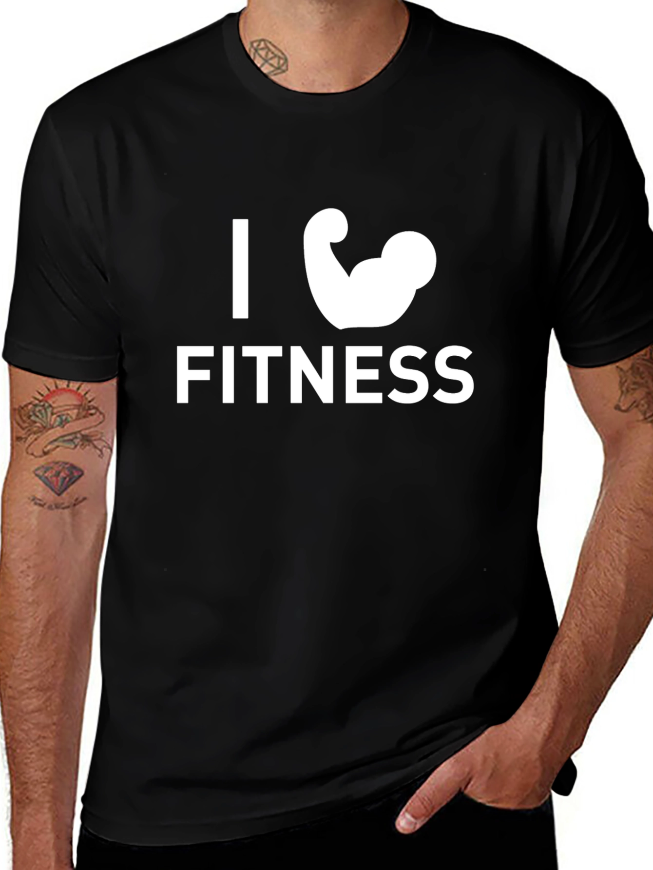 I Love Fitness Black T-Shirt Gym Workout Tee