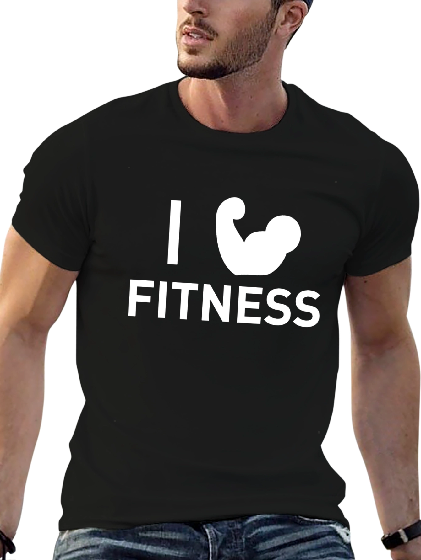 I Love Fitness Black T-Shirt Gym Workout Tee