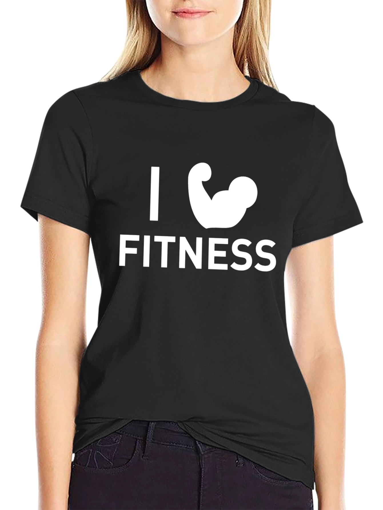 I Love Fitness Black T-Shirt Gym Workout Tee