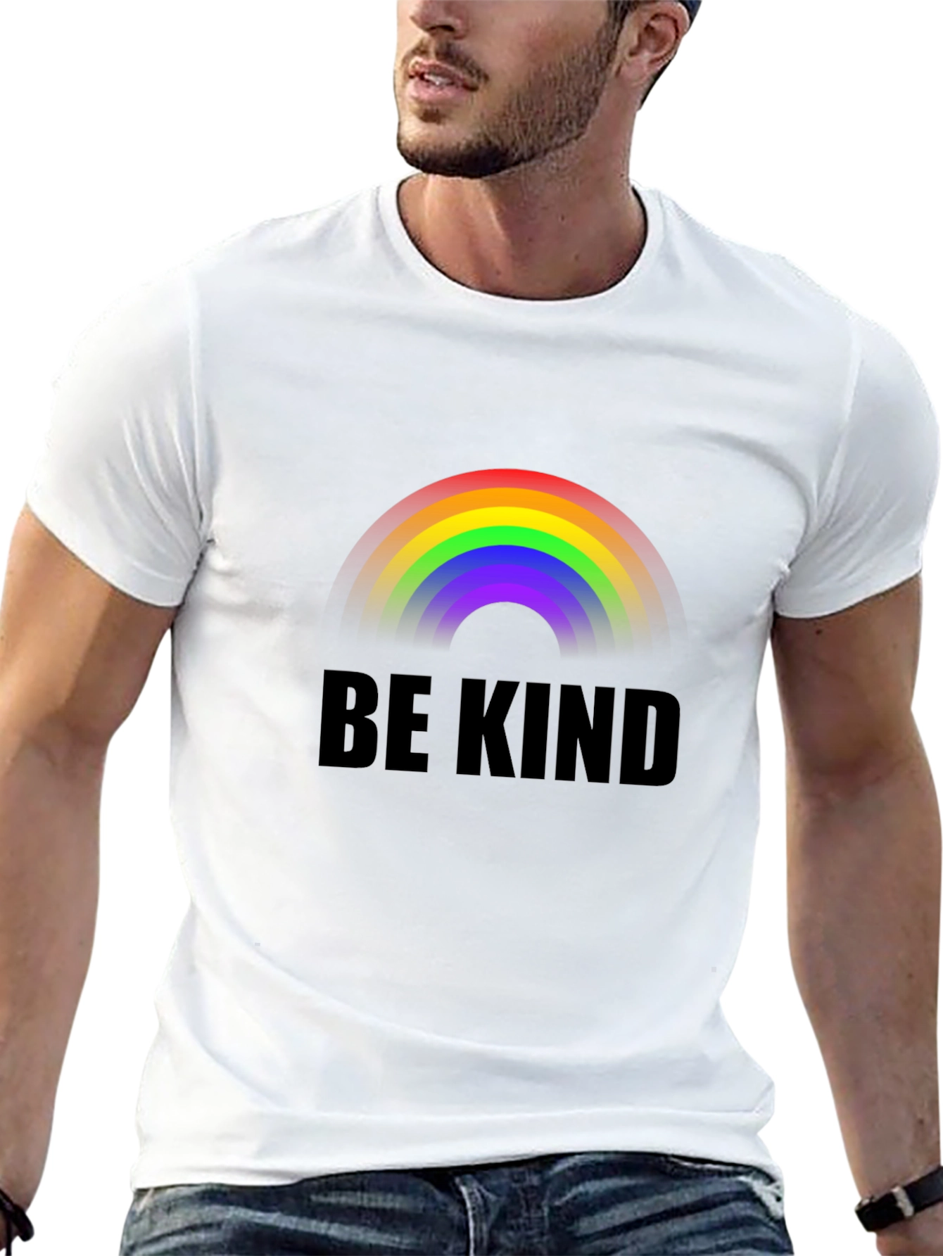 Be Kind Rainbow T-Shirt - Soft Black Tee