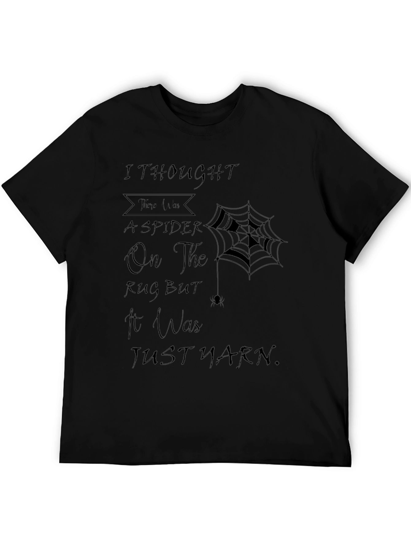 Spider Yarn Graphic Tee - Mens Black Cotton T-Shirt