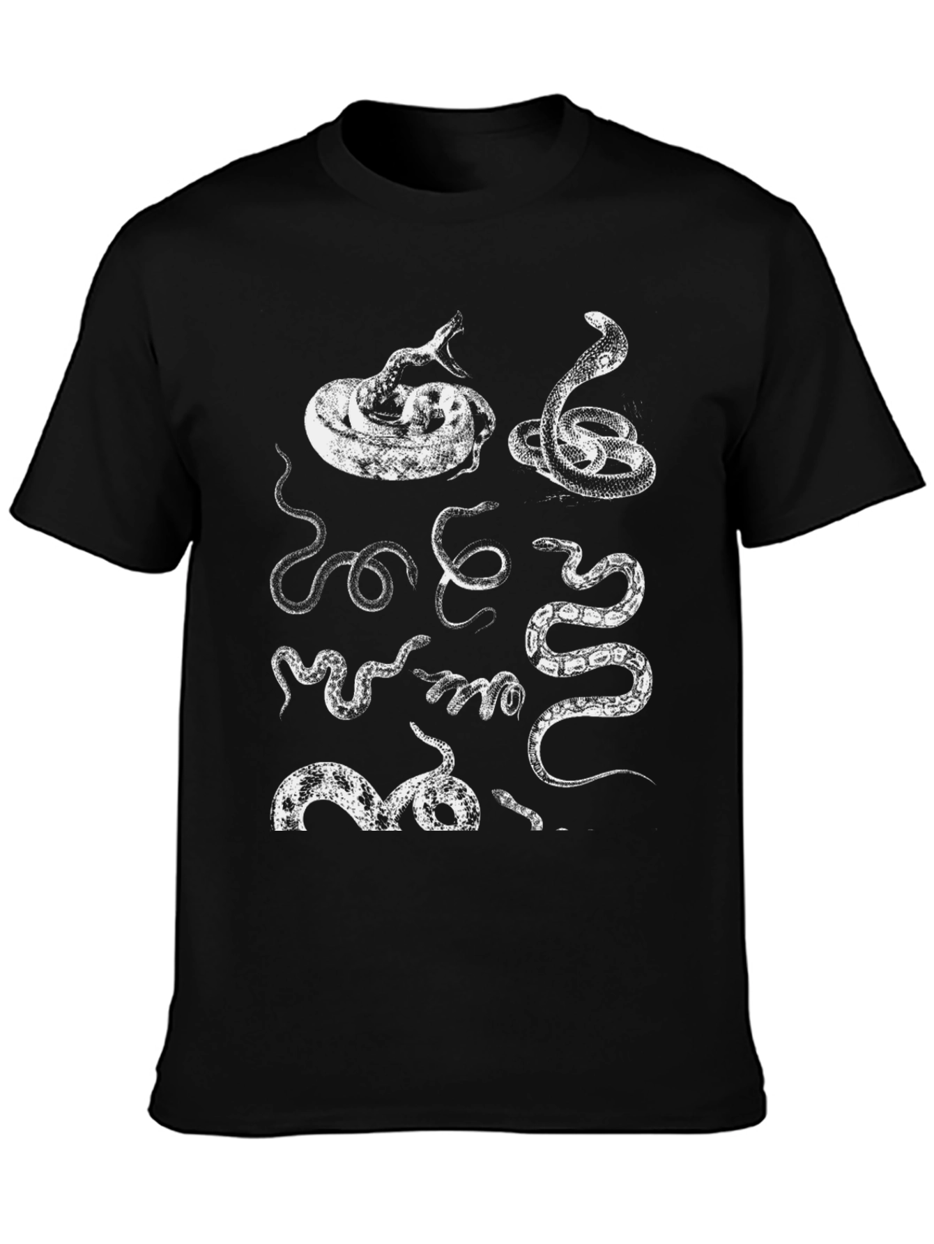 Serpentine Graphic Tee - Black Cotton Snake Print