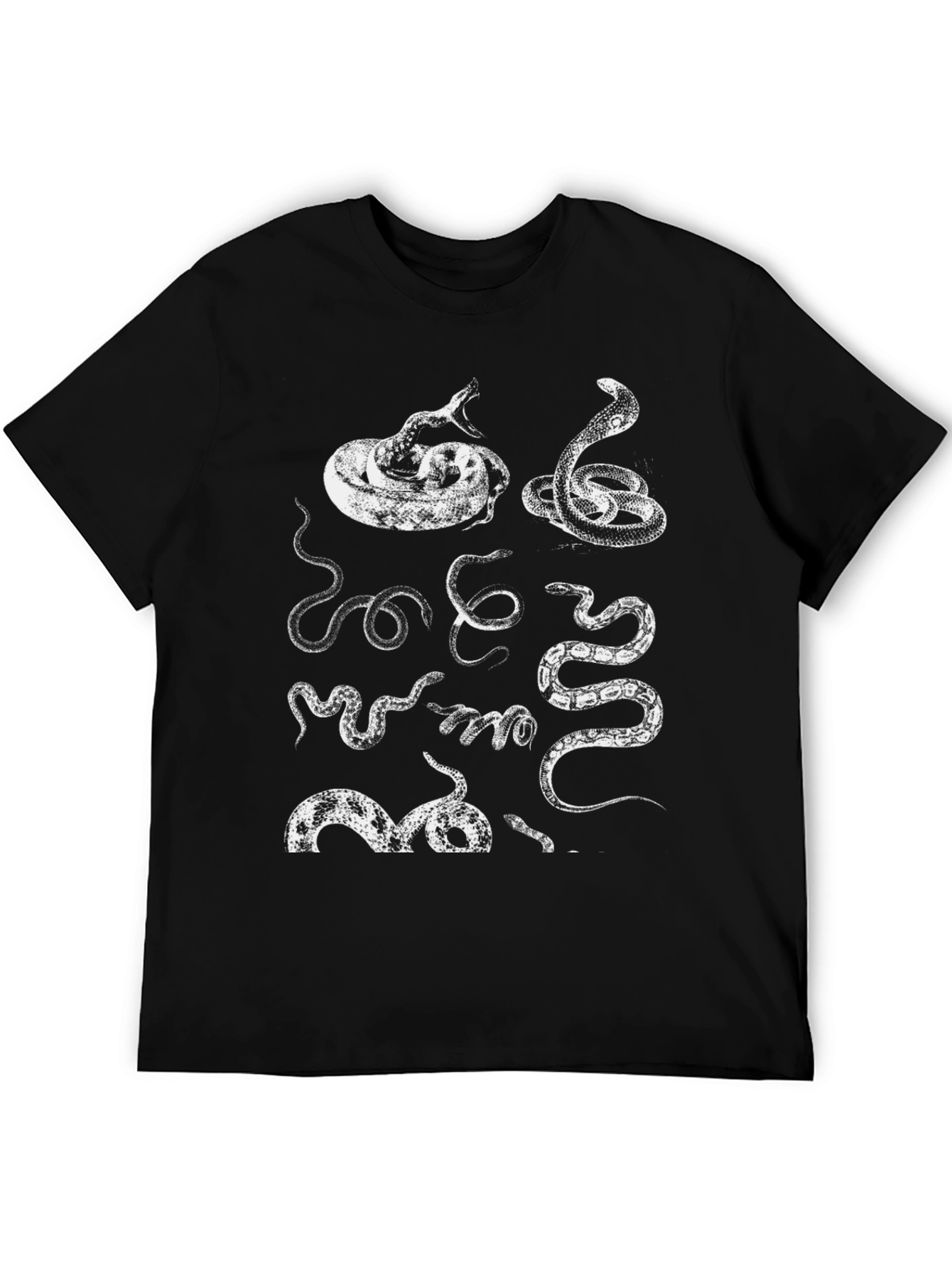 Serpentine Graphic Tee - Black Cotton Snake Print