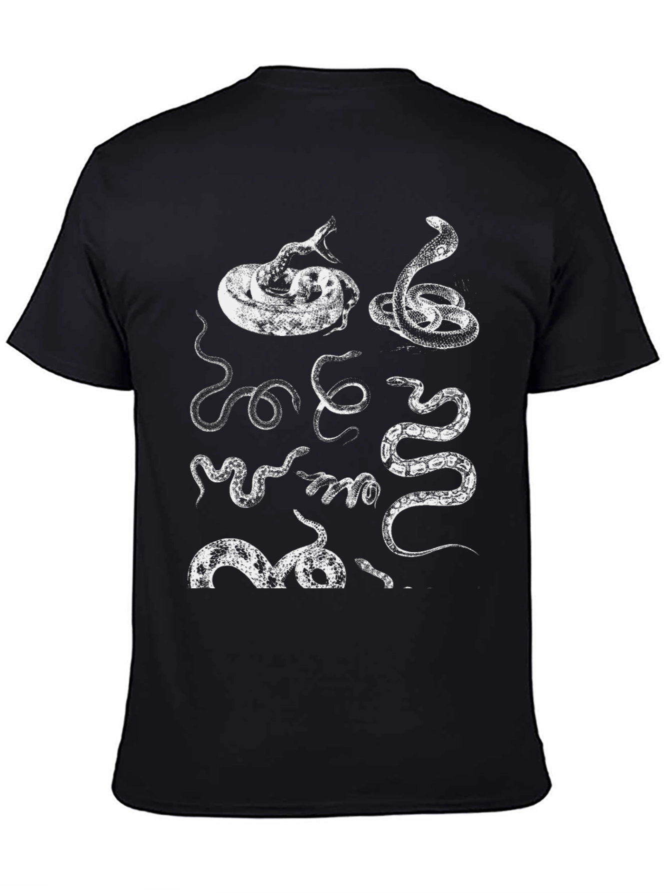 Serpentine Graphic Tee - Black Cotton Snake Print