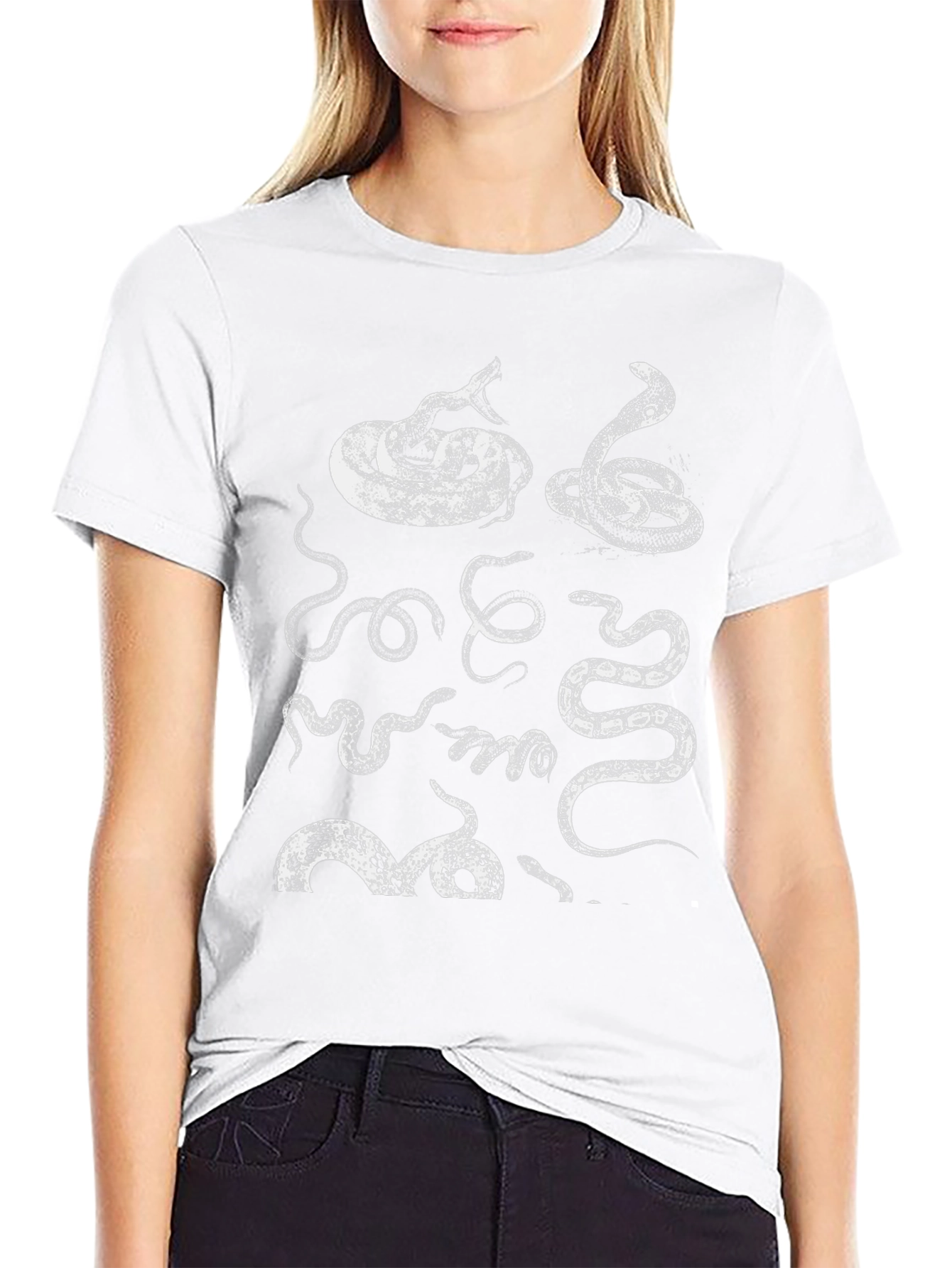 Serpentine Graphic Tee - Black Cotton Snake Print