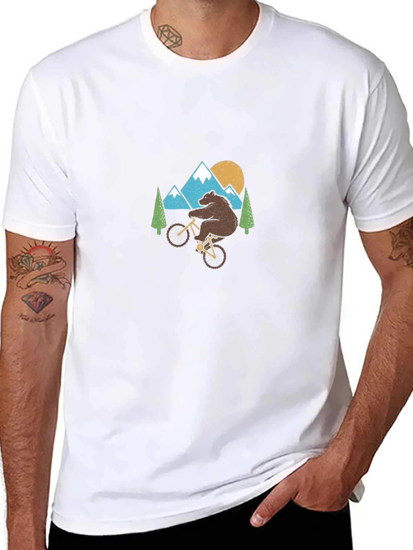 Bear on Bike Graphic Tee - Nature Inspired Shirt
