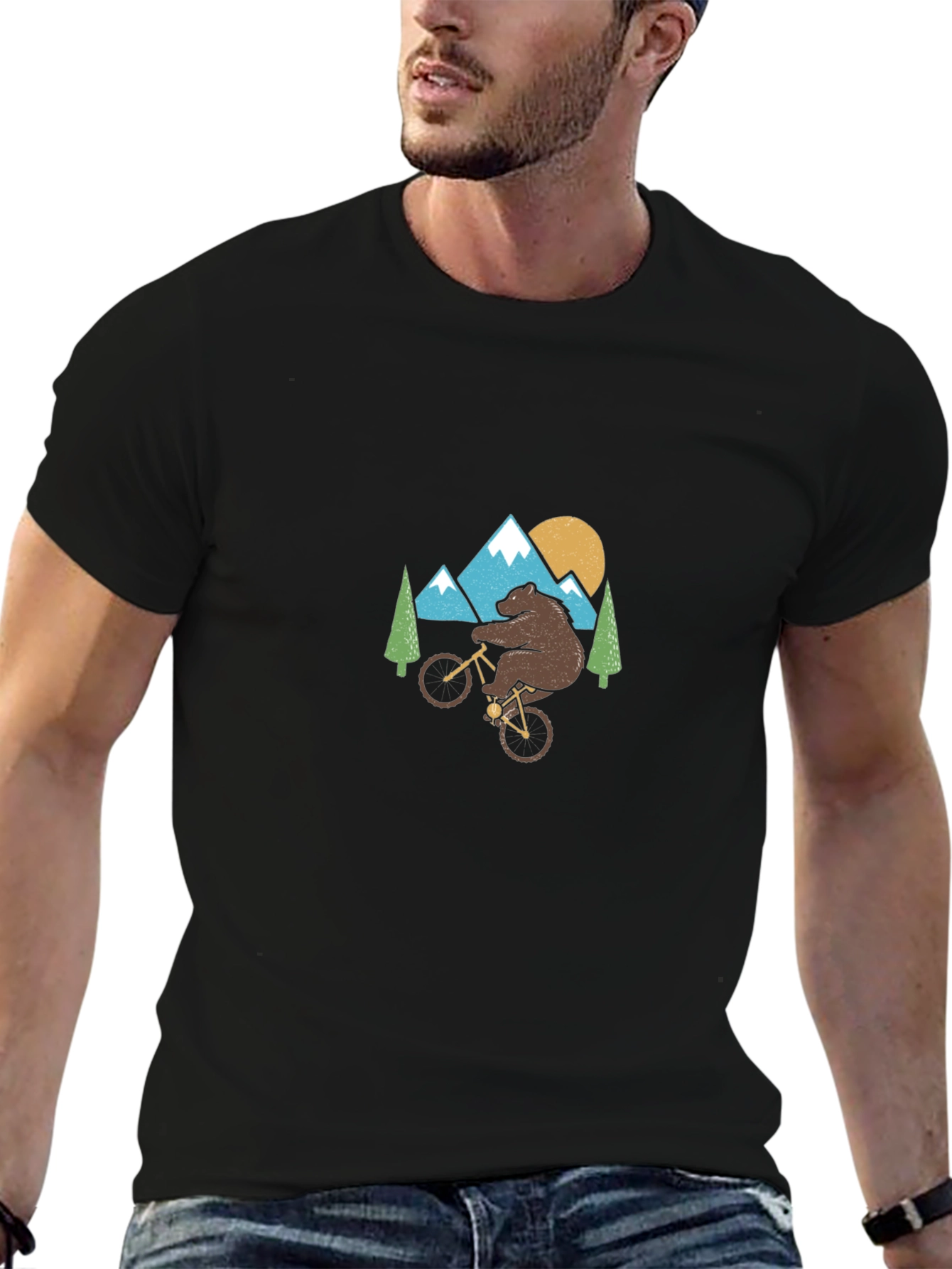 Bear on Bike Graphic Tee - Nature Inspired Shirt