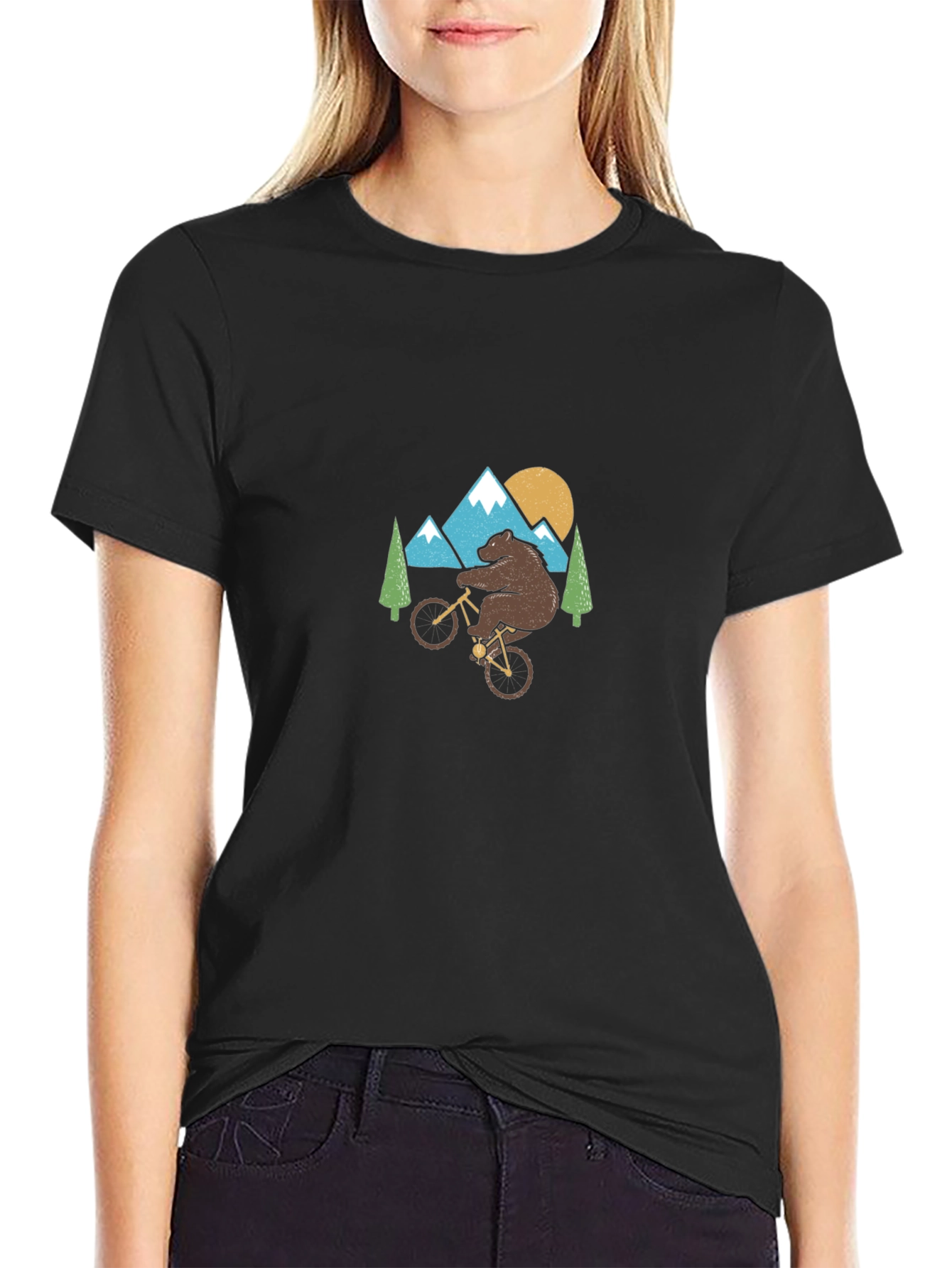 Bear on Bike Graphic Tee - Nature Inspired Shirt