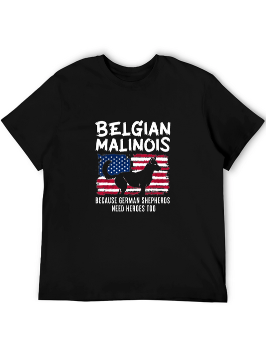 Belgian Malinois USA Flag T-Shirt - Dog Lover Tee