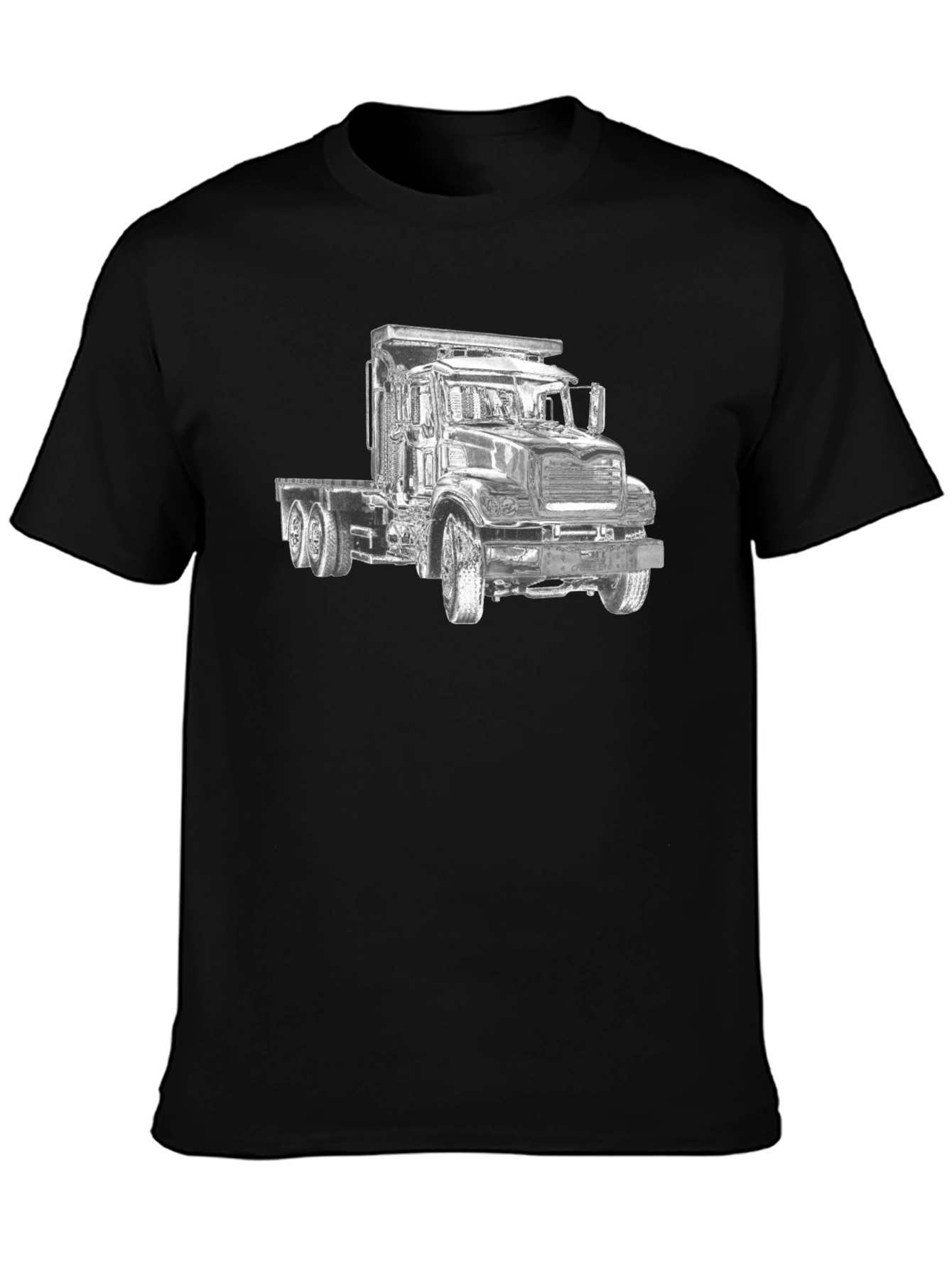 Truck Graphic Tee - Bold Black Cotton Blend Shirt