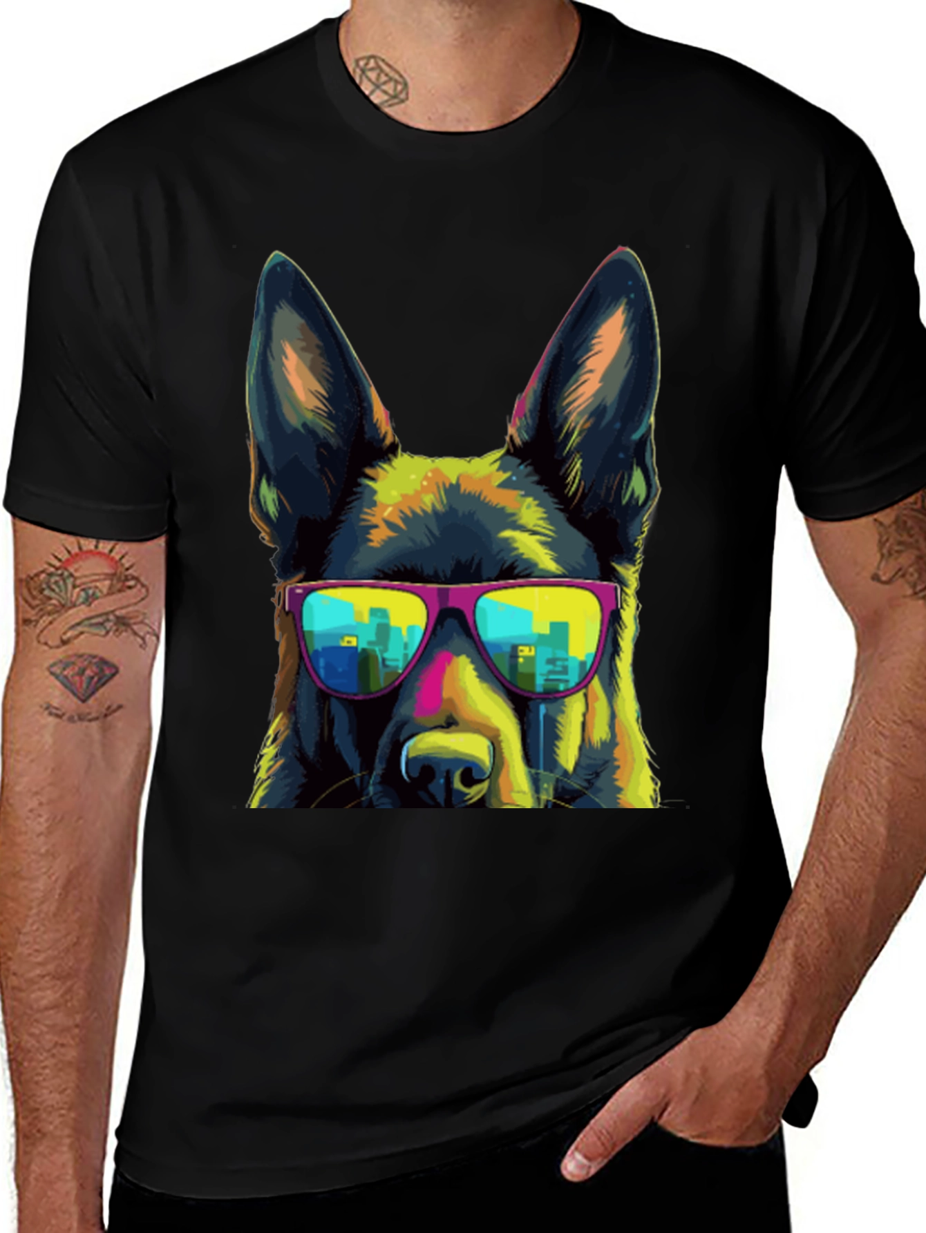 Cool Dog Tee - German Shepherd with Sunglasses