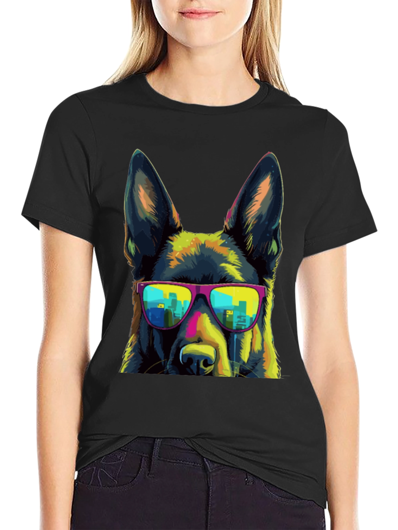 Cool Dog Tee - German Shepherd with Sunglasses