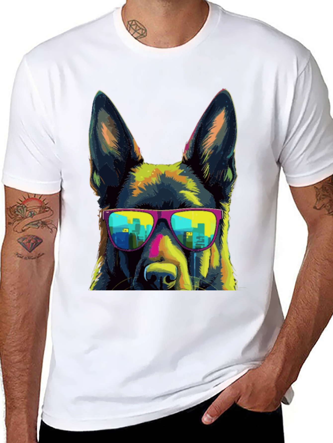 Cool Dog Tee - German Shepherd with Sunglasses