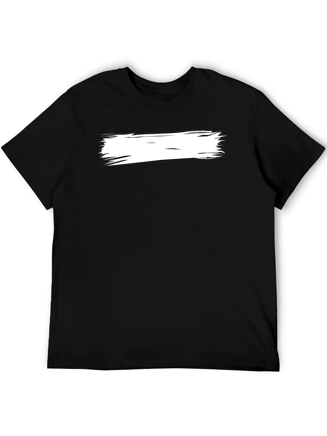 Black T-Shirt with White Brushstroke Design