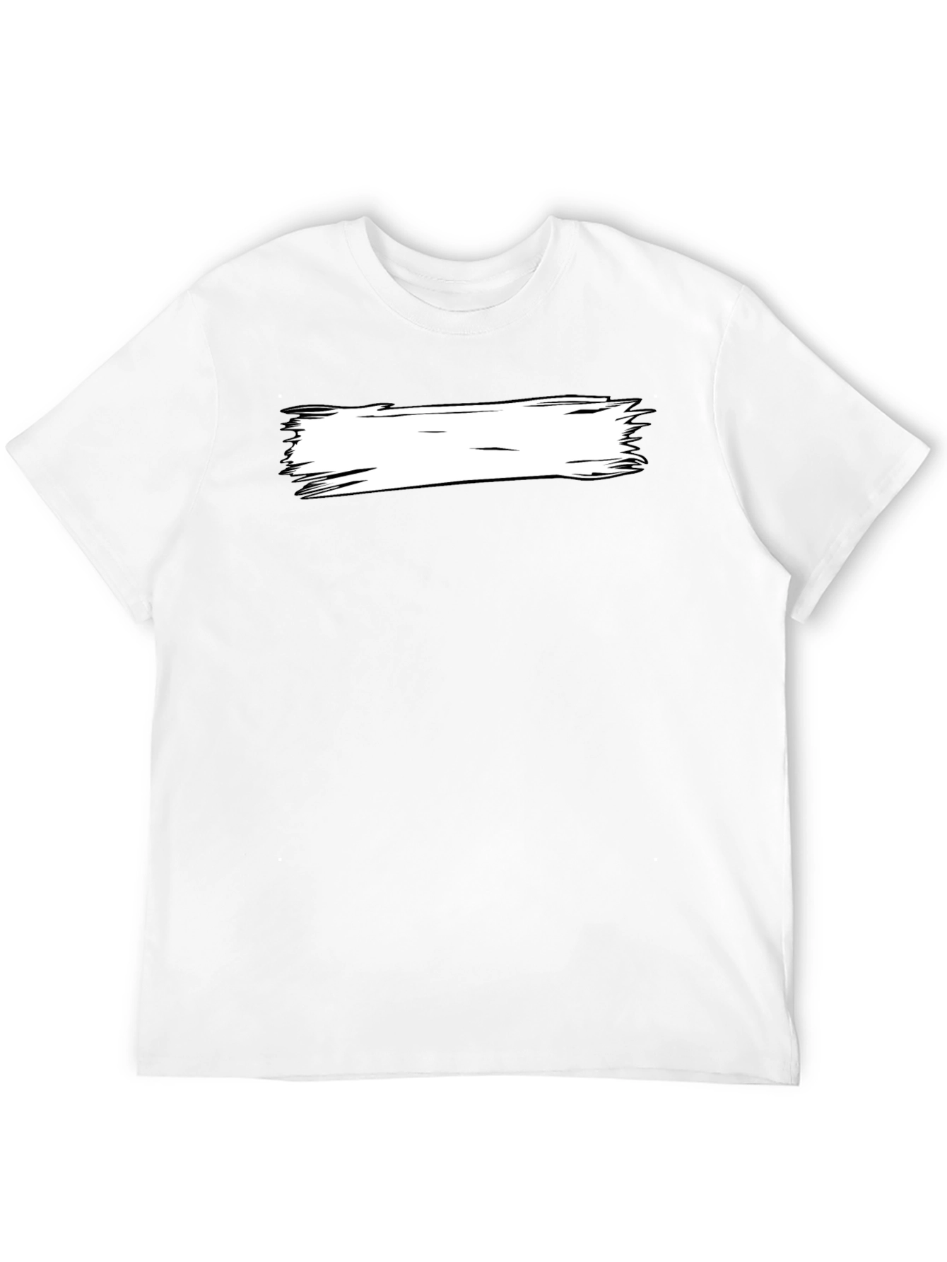 Black T-Shirt with White Brushstroke Design