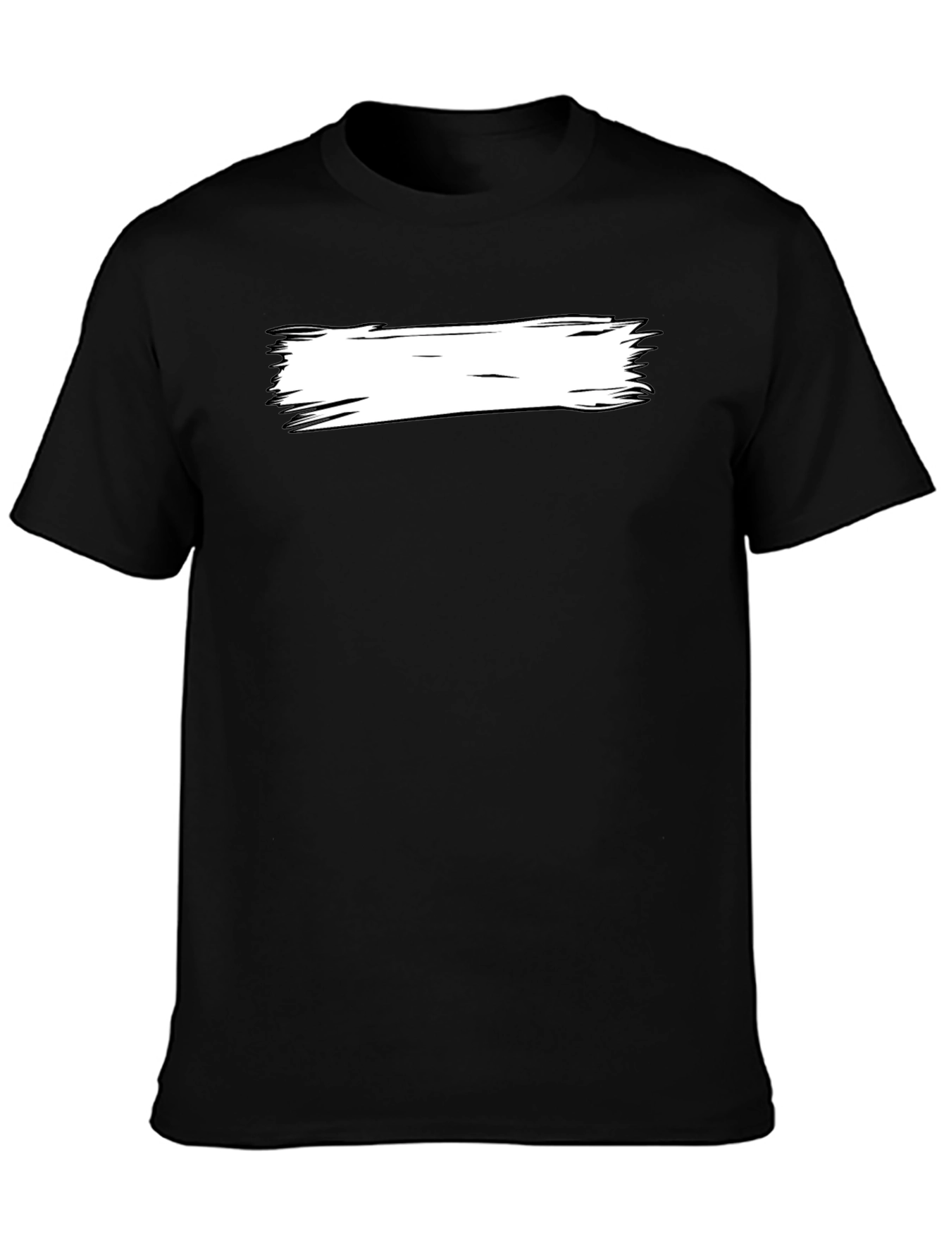 Black T-Shirt with White Brushstroke Design